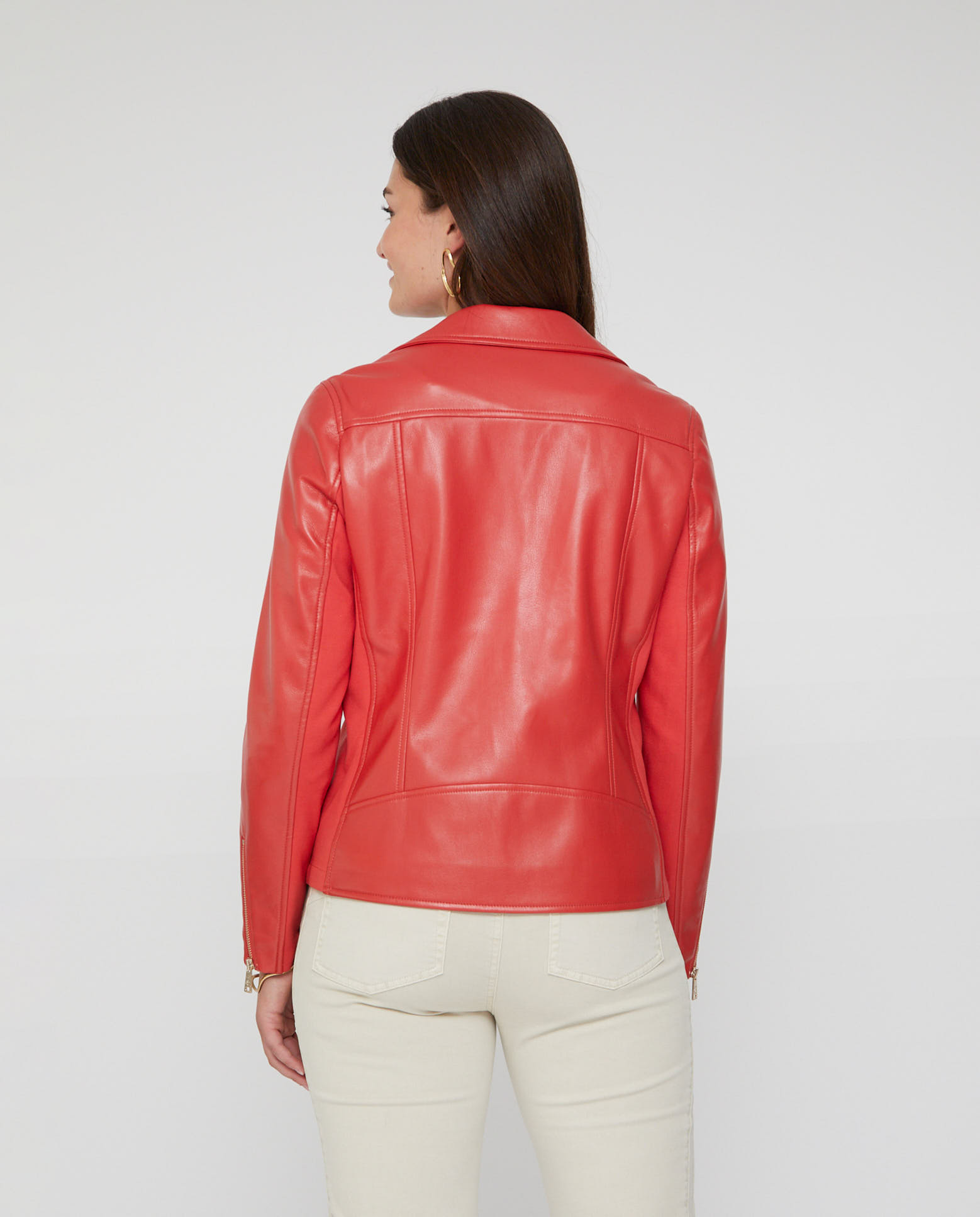Cazadora de mujer biker efecto piel - October - Coral Coral-2