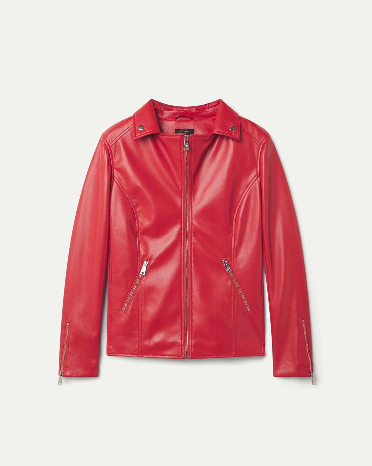 Cazadora de mujer biker efecto piel - October - Coral Coral-5