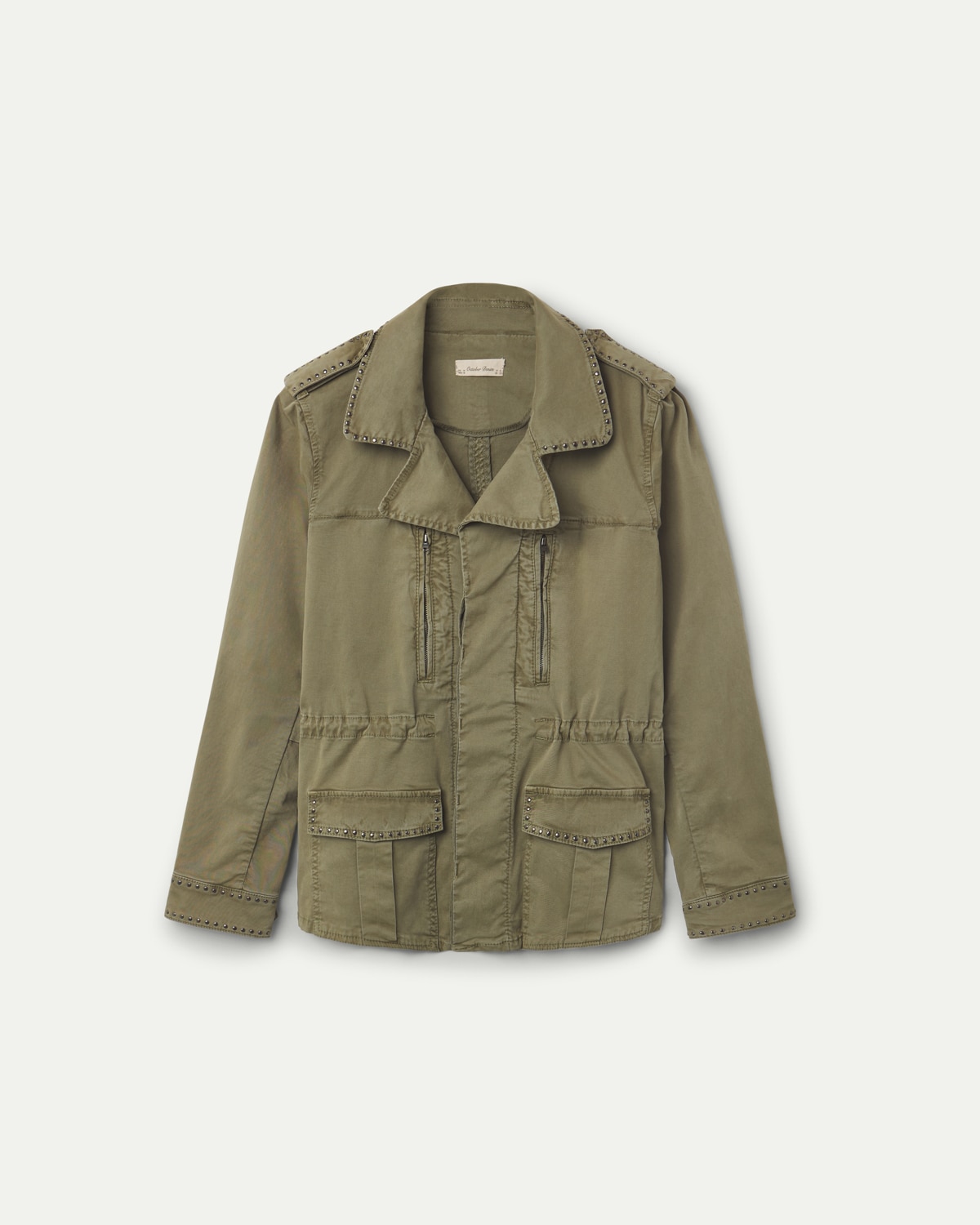 Chaqueta de mujer larga tachas - October - Kaki Kaki-5