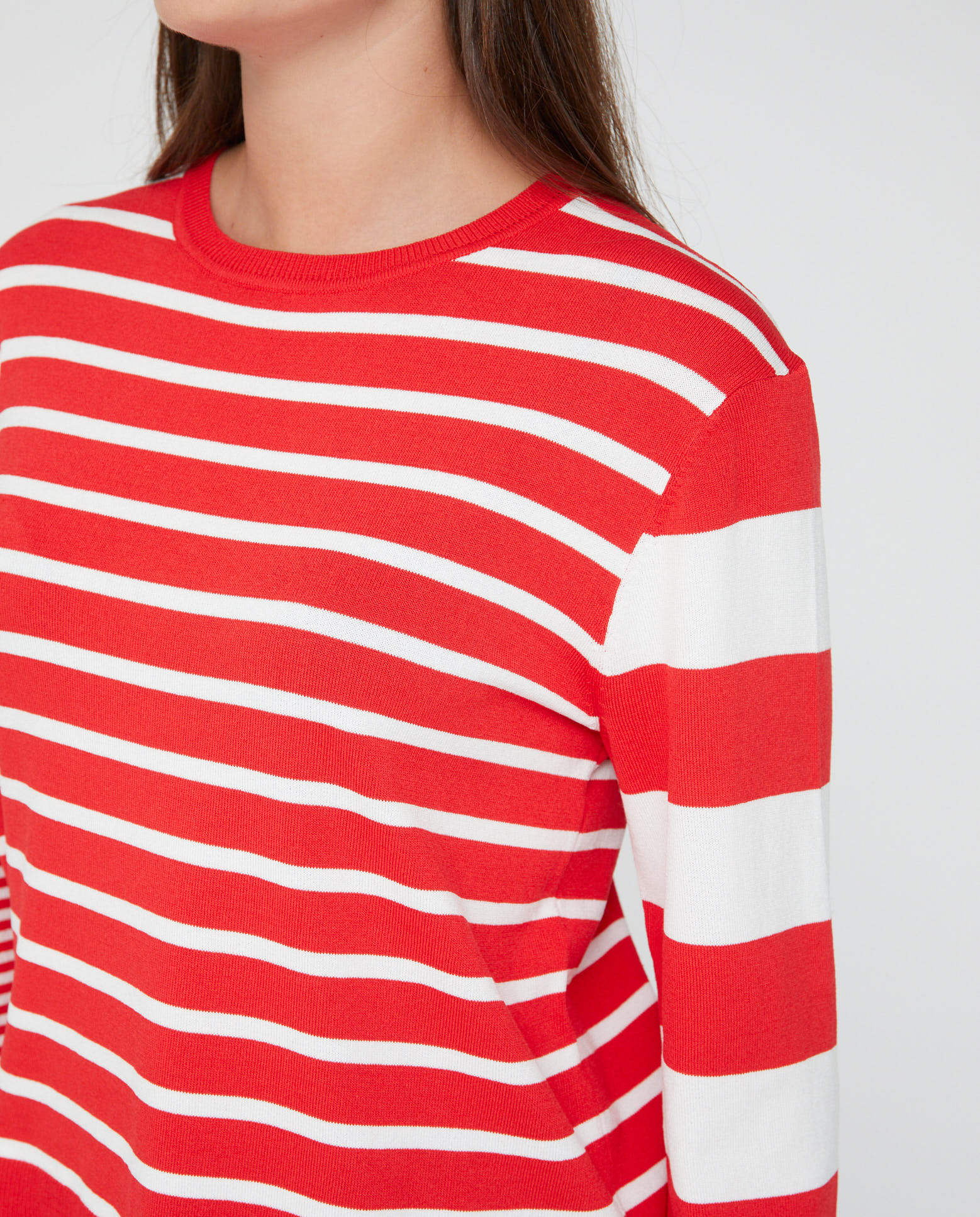 Jersey de mujer de rayas combinadas con faldon - October - Rojo Rojo-3