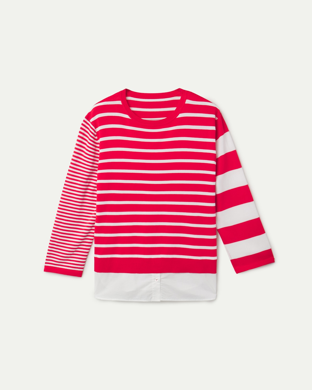Jersey de mujer de rayas combinadas con faldon - October - Rojo Rojo-5