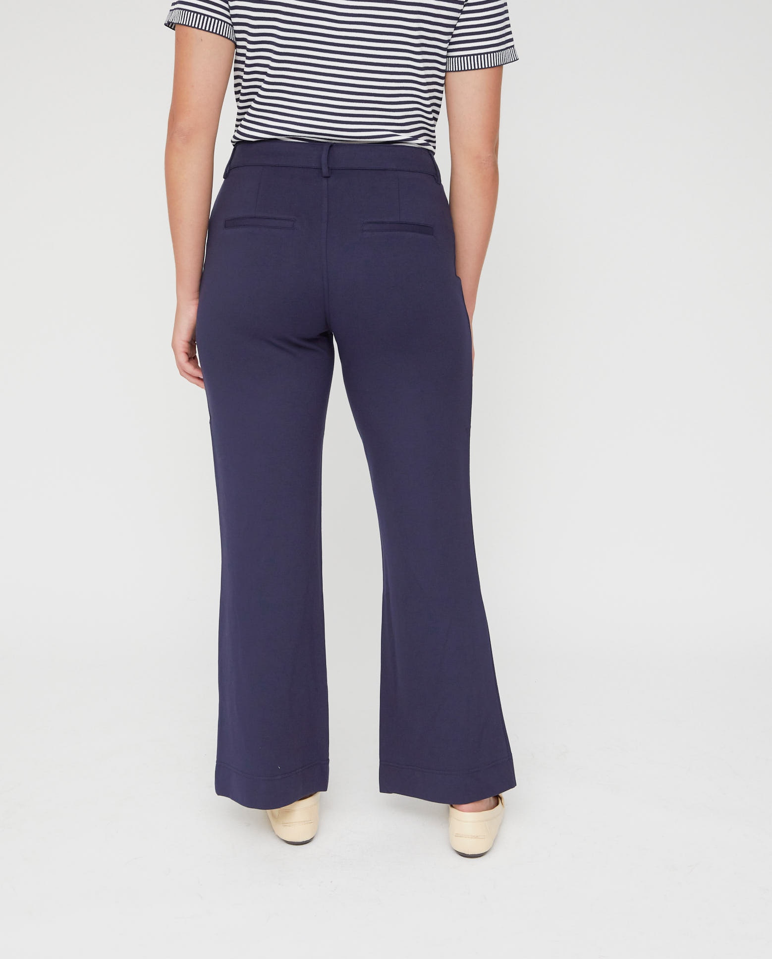 Pantalones de campana de mujer punto roma botones marineros - October - Azul marino Azul marino-2