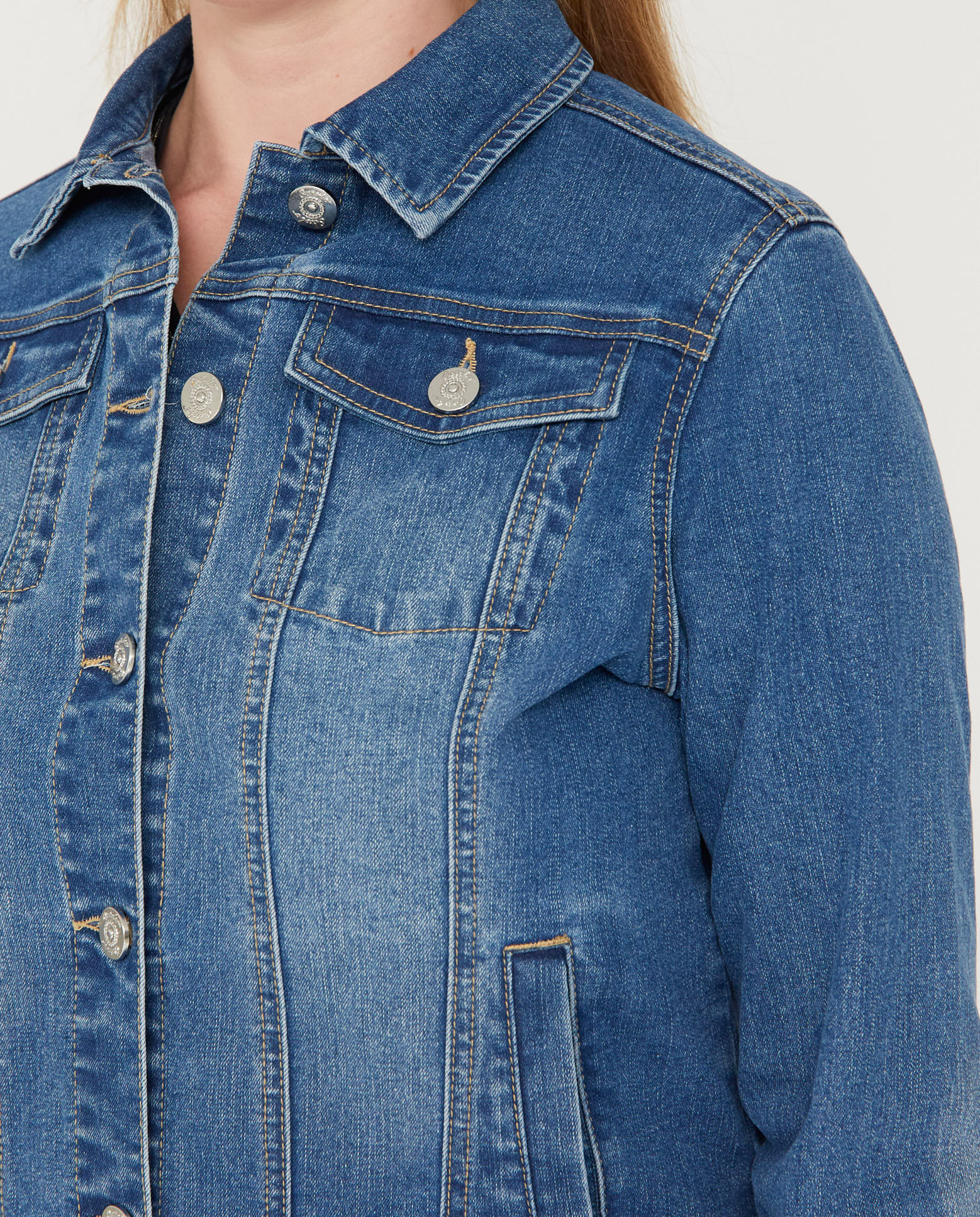 Vaquera de mujer denim manga larga - October - Azul denim Azul denim-3