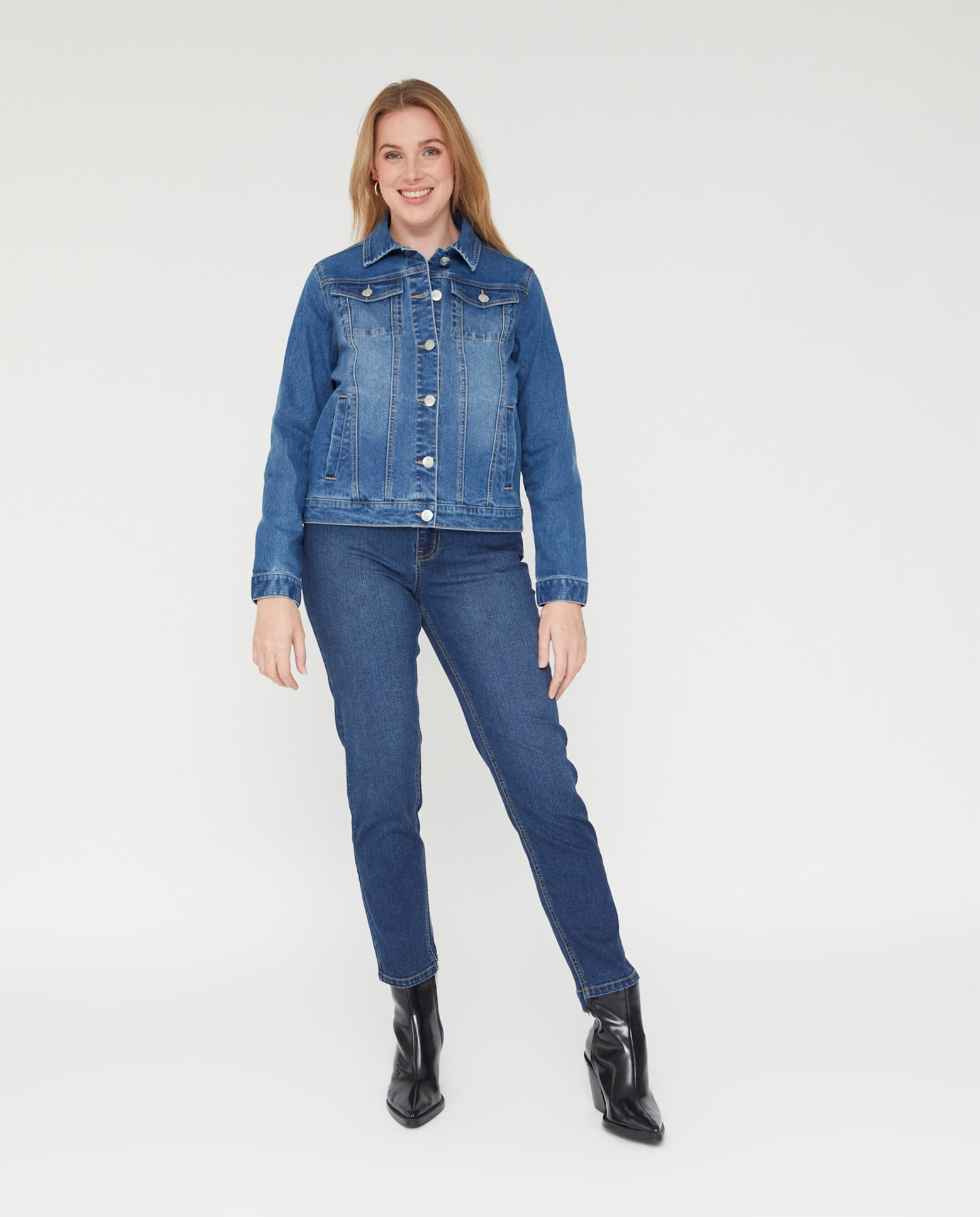 Vaquera de mujer denim manga larga - October - Azul denim Azul denim-4
