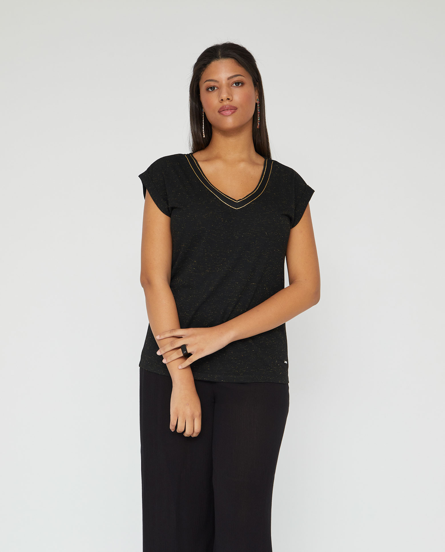 Camiseta tejido hilo metalico - October - Negro Negro-1