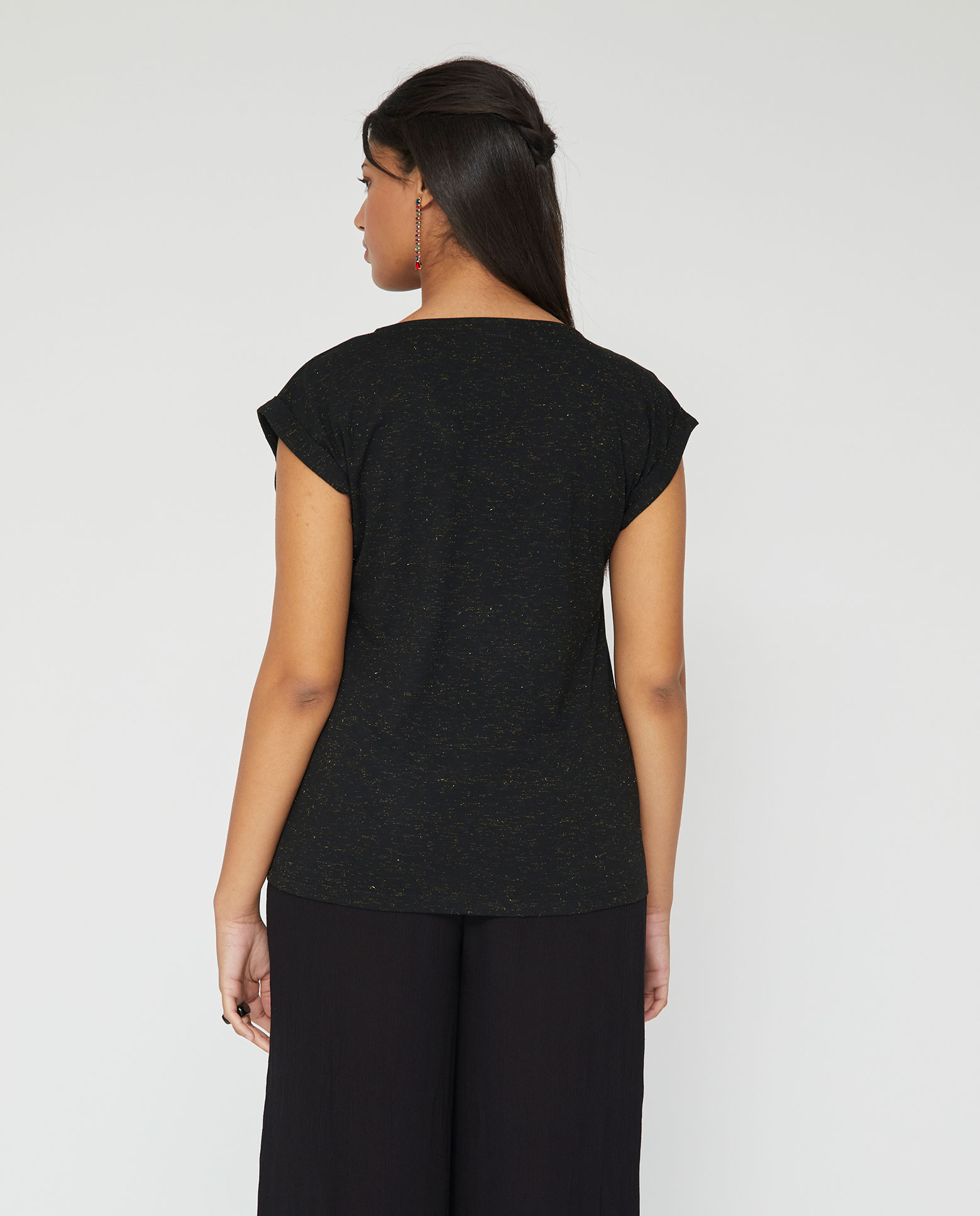 Camiseta tejido hilo metalico - October - Negro Negro-2