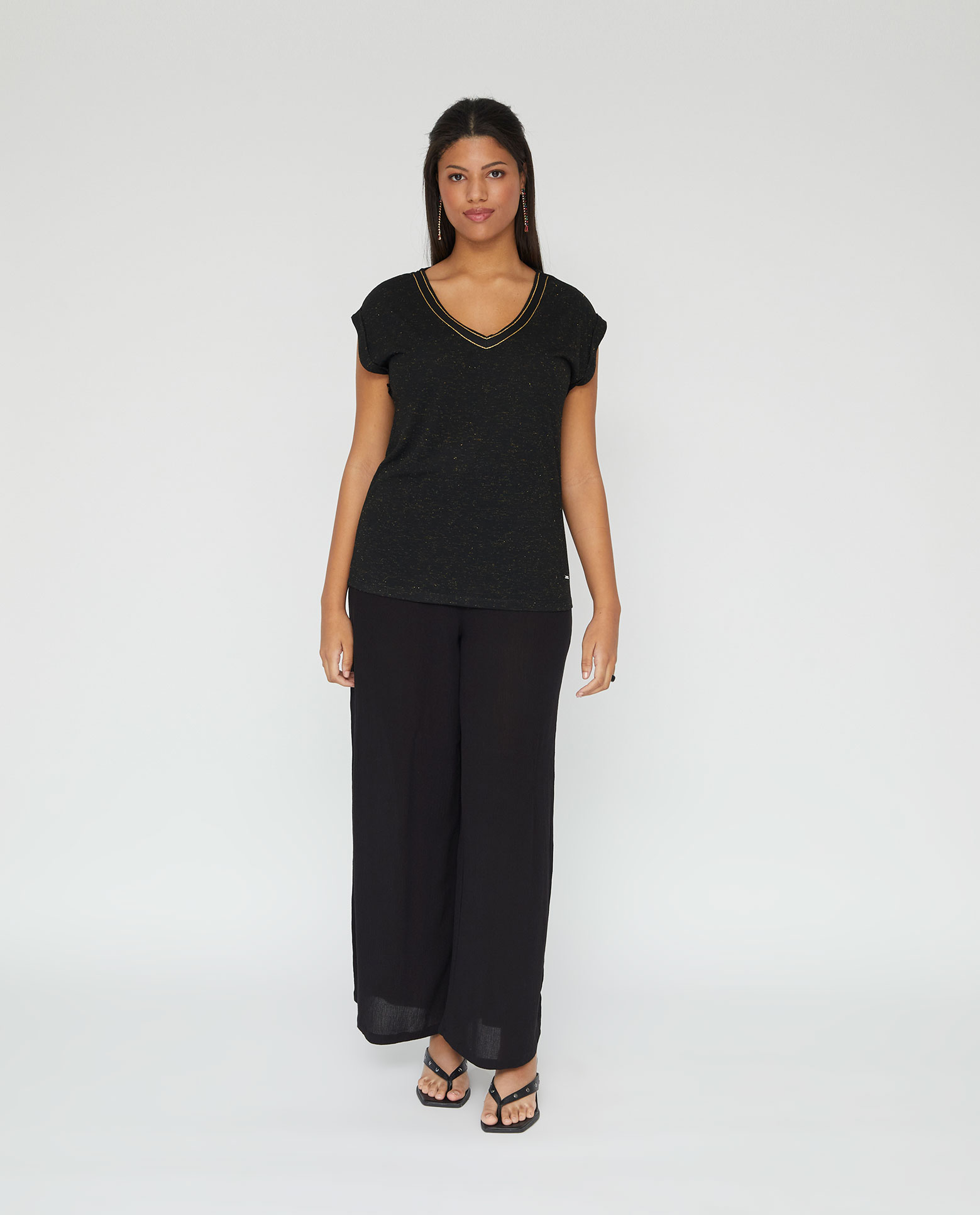 Camiseta tejido hilo metalico - October - Negro Negro-4