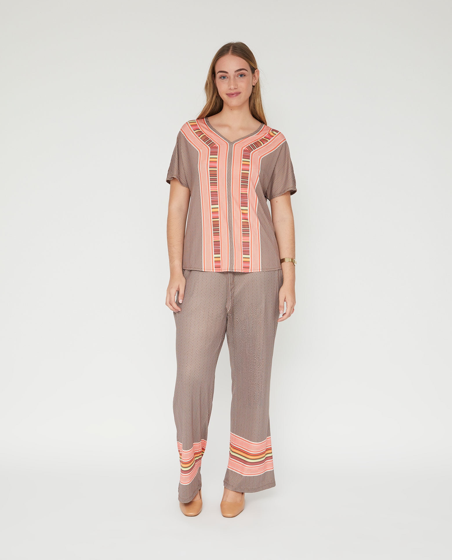 Camiseta de mujer estampado posicional - October - Marrón / Naranja Marrón / Naranja-4