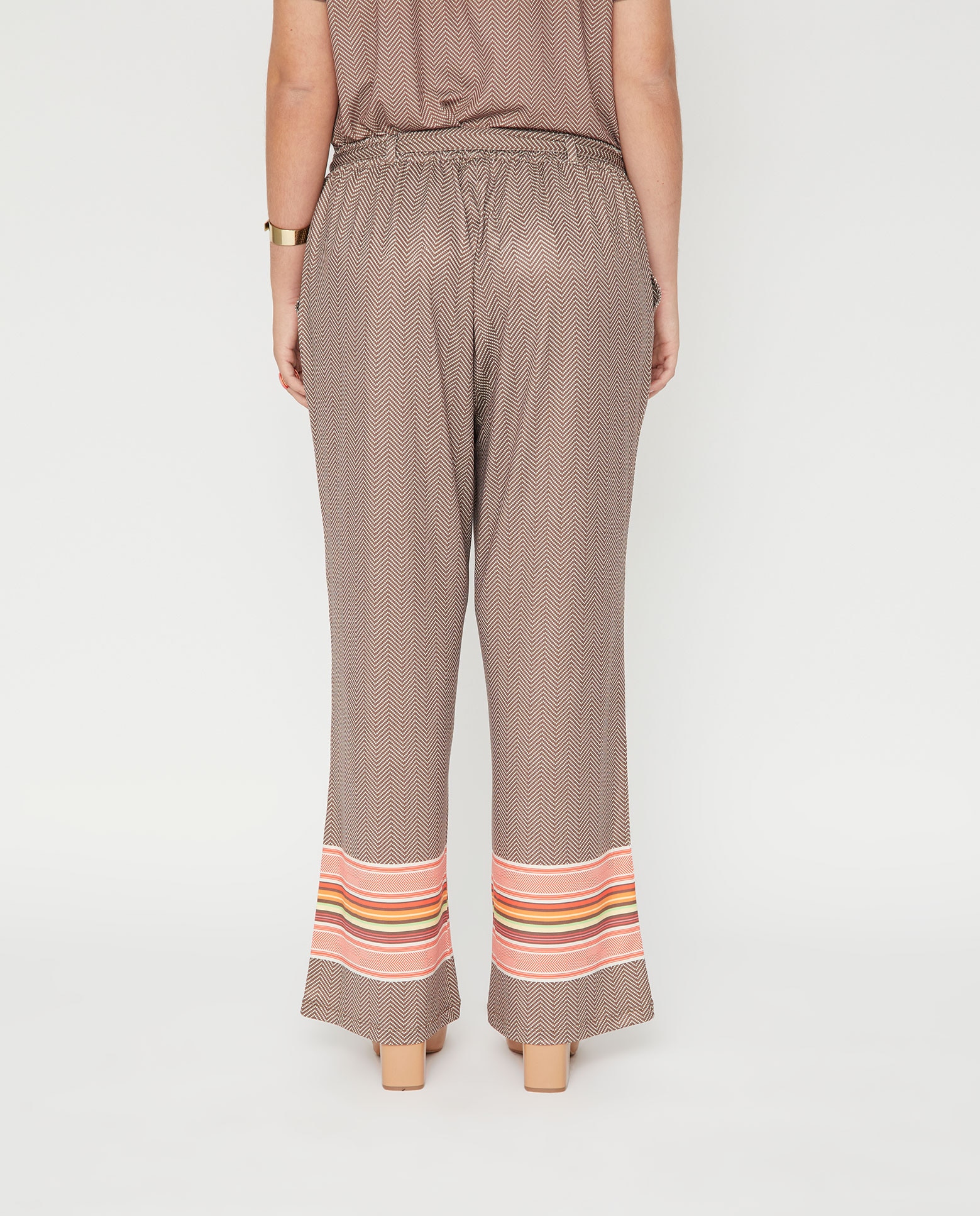 Pantalón recto de mujer estampado posicional - October - Marrón Marrón-2
