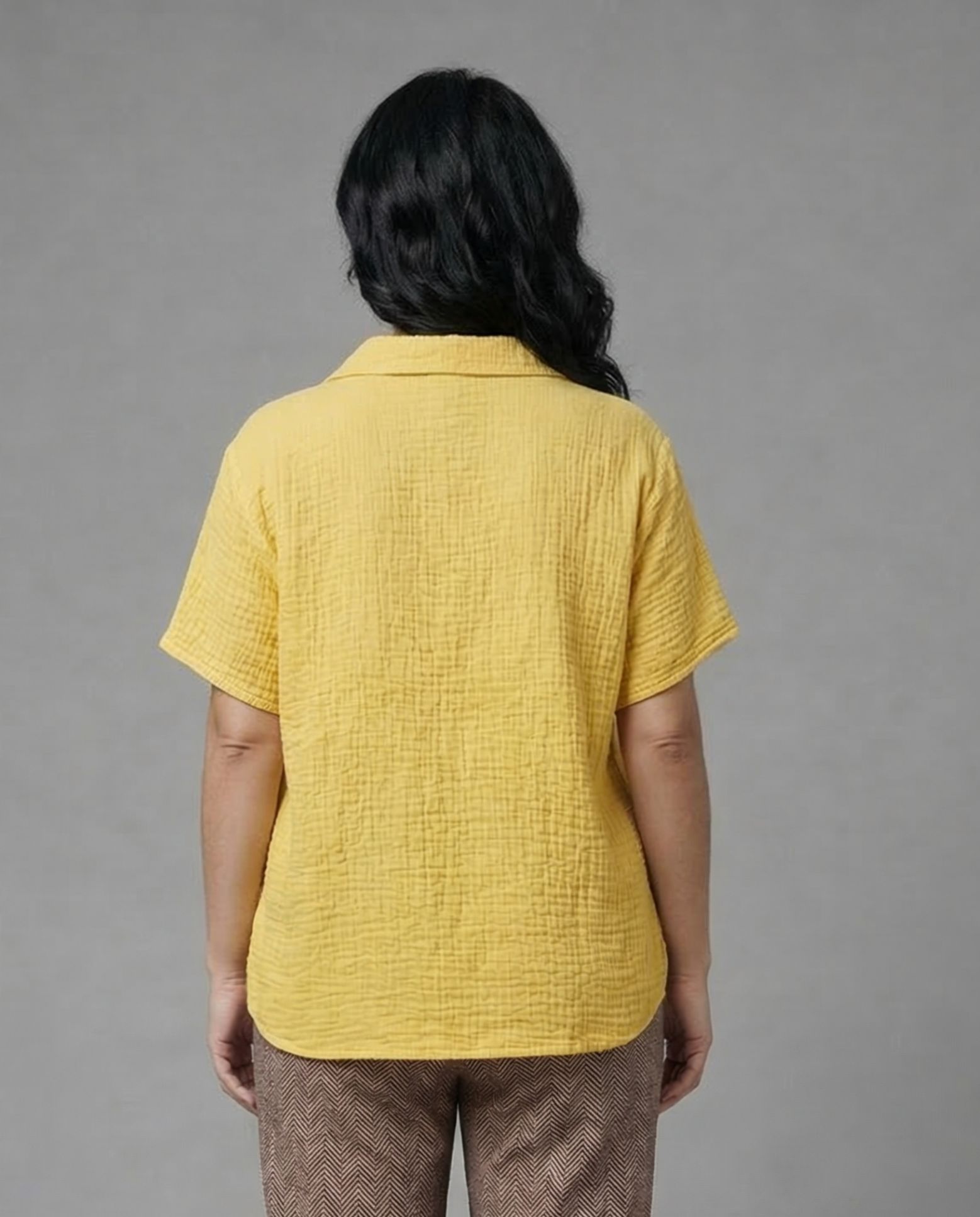Blusa de mujer bordado a tono en delantero - October - Amarillo Amarillo-2