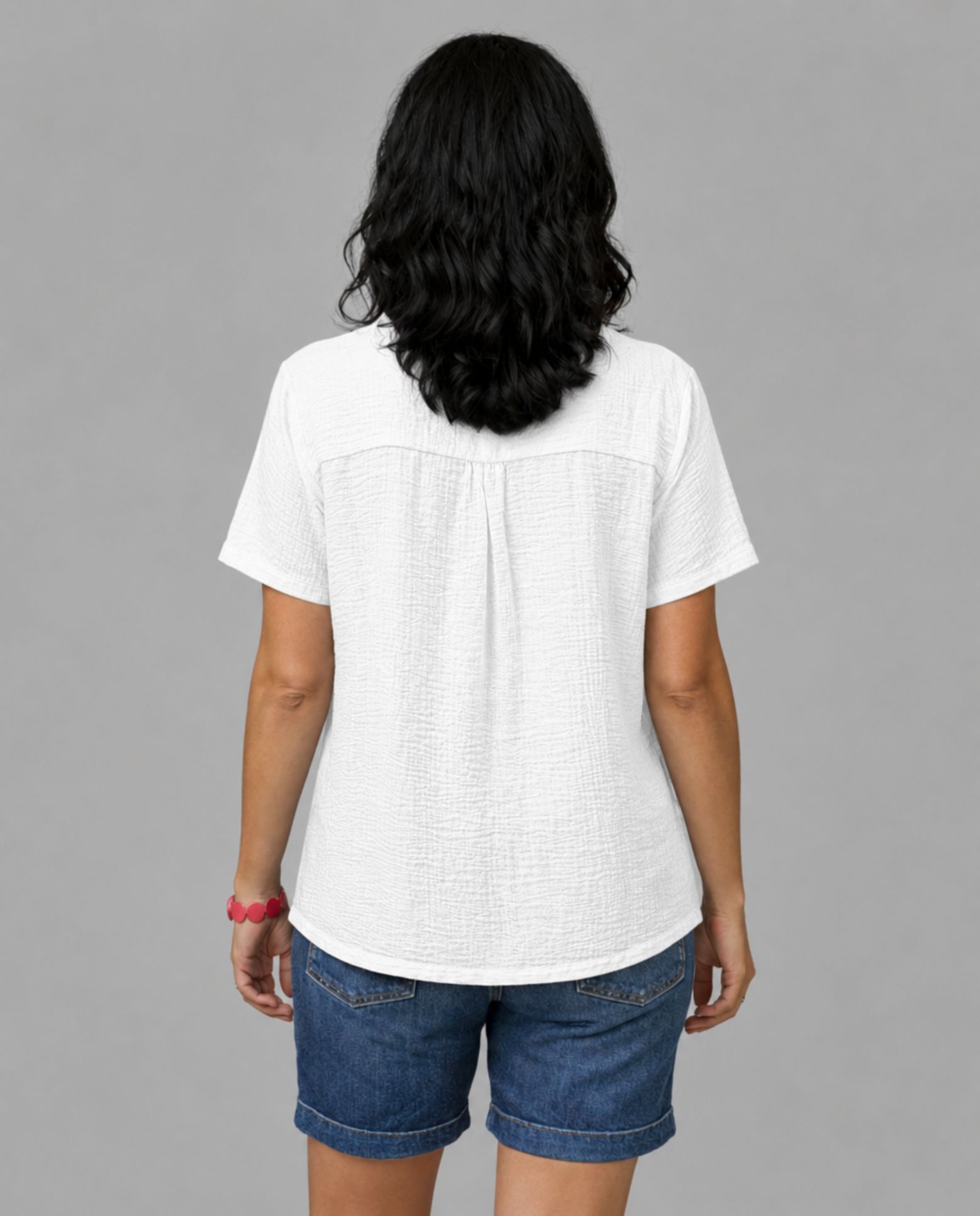 Blusa de mujer bordado a tono en delantero - October - Blanco Blanco-2