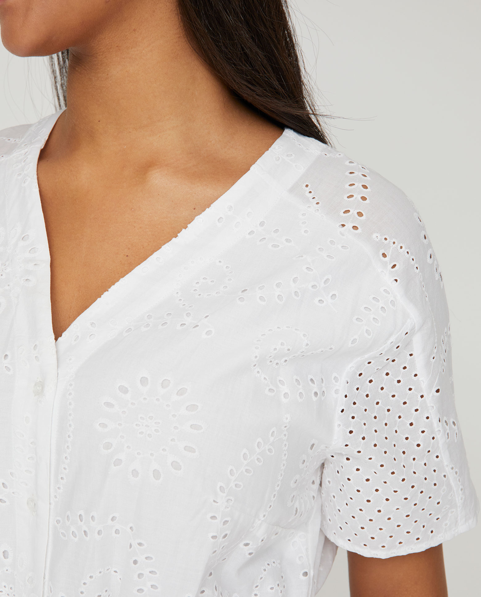 Vestido bordado suizo largo midi - October - Blanco Blanco-4