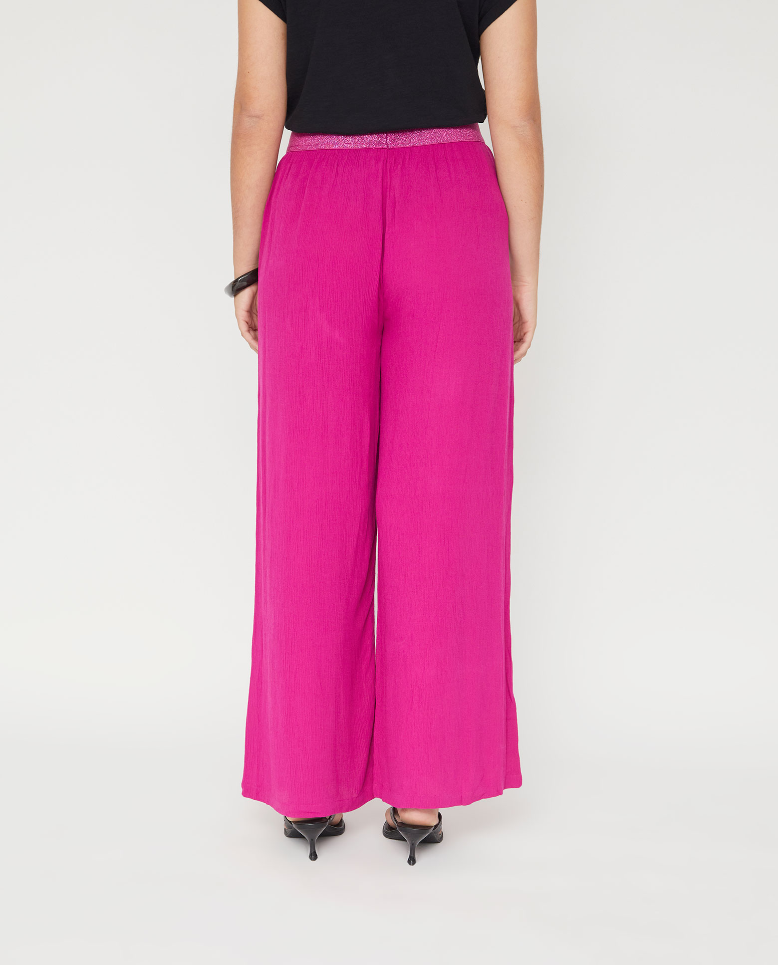 Pantalón fluido con cintura elastica - October - Magenta Magenta-2