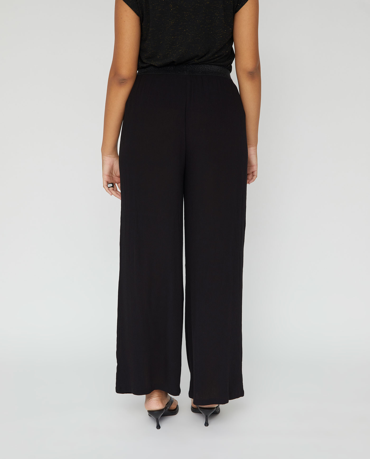 Pantalón fluido con cintura elastica - October - Negro Negro-2