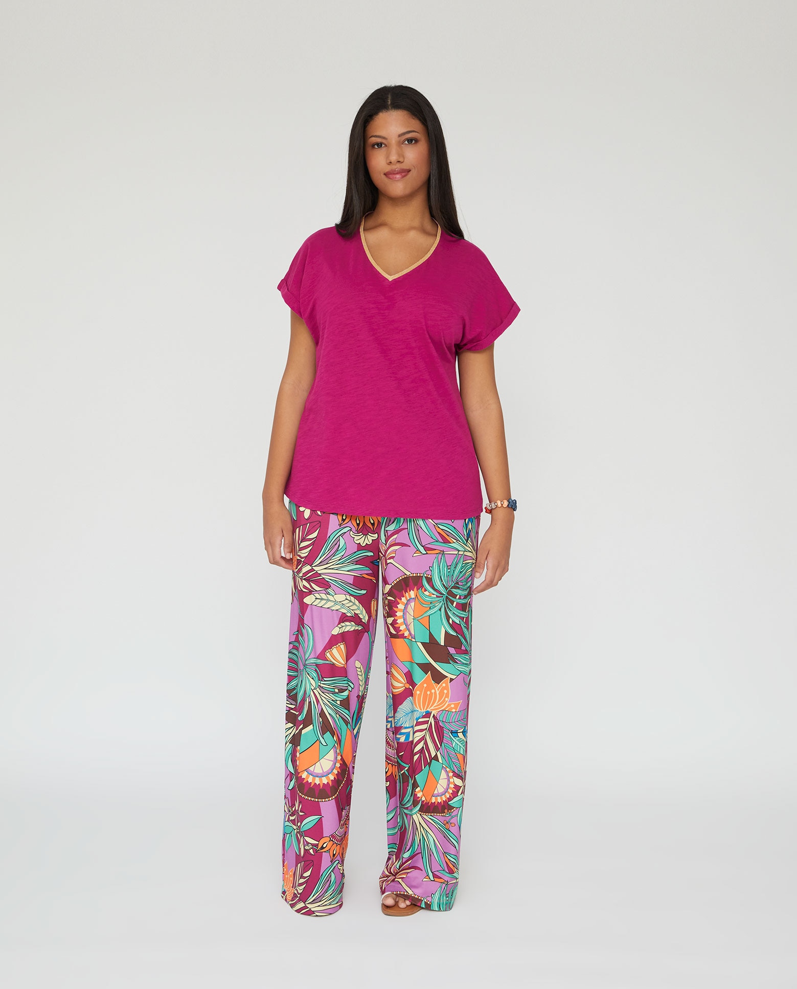 Imagen 0 de Pantalón estampado tropical Magenta