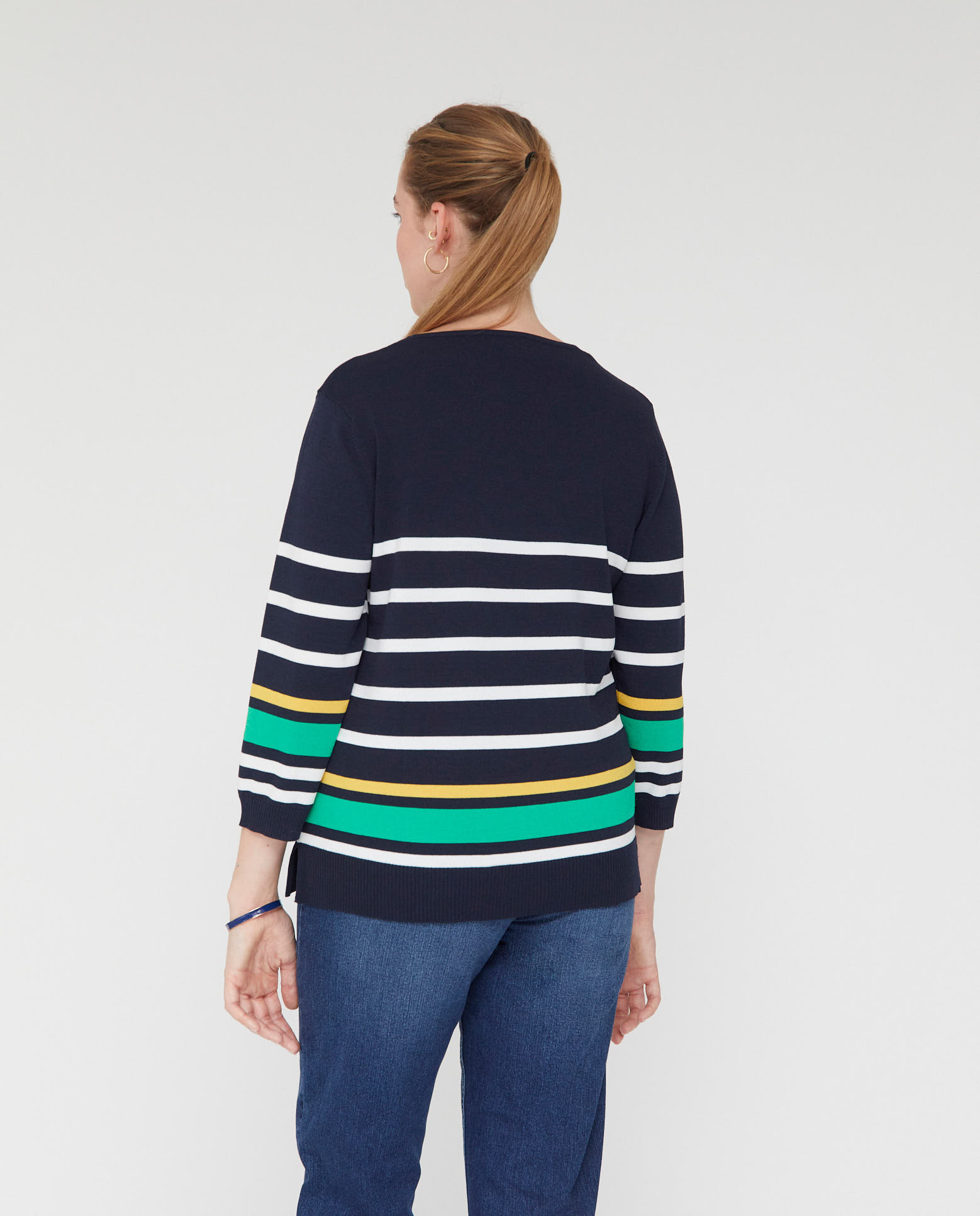 Jersey de mujer manga tres cuartos con escote pico y rayas Multicolor October Multicolor-2