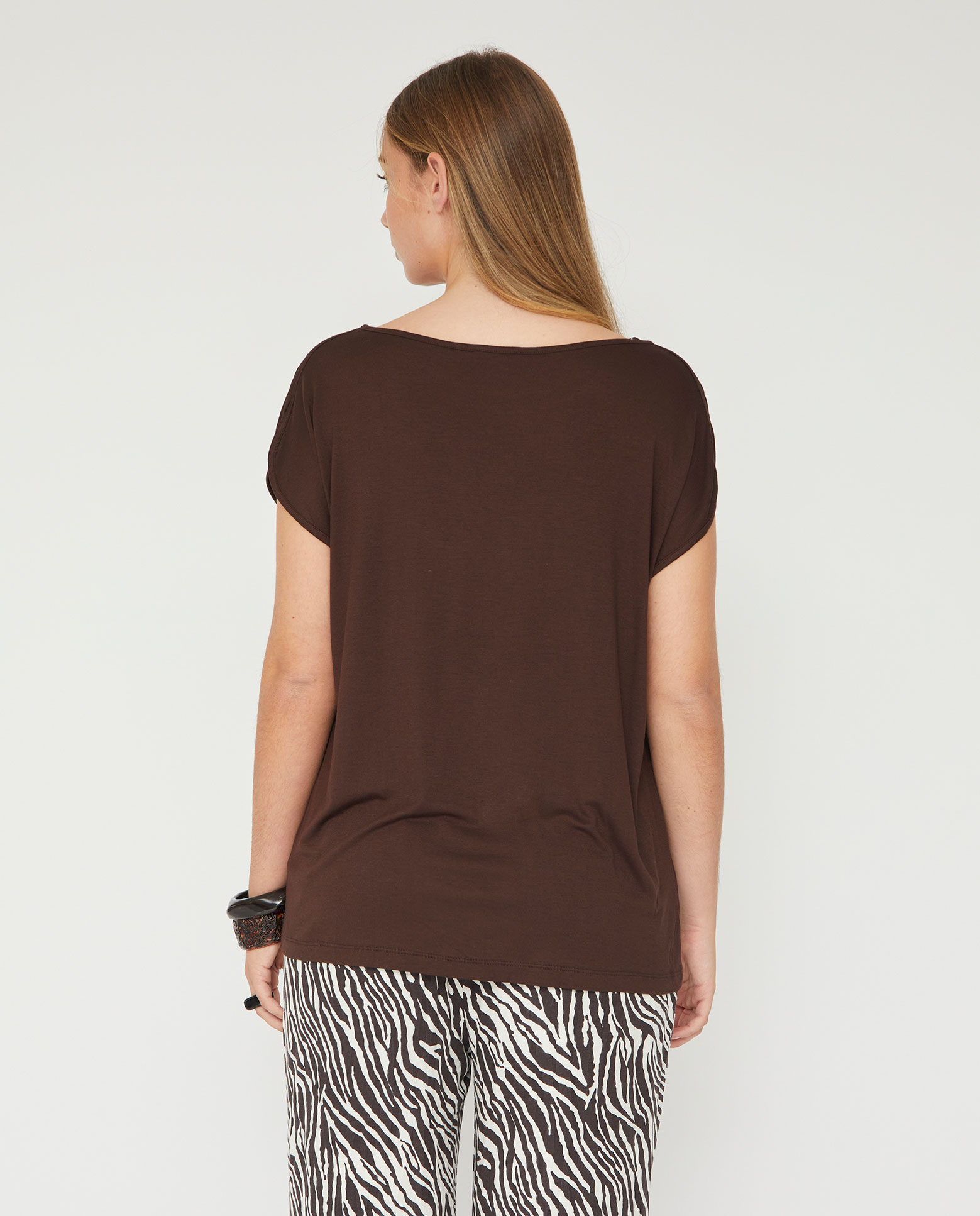 Camiseta de mujer hombro fruncido - October - Marrón Marrón-2