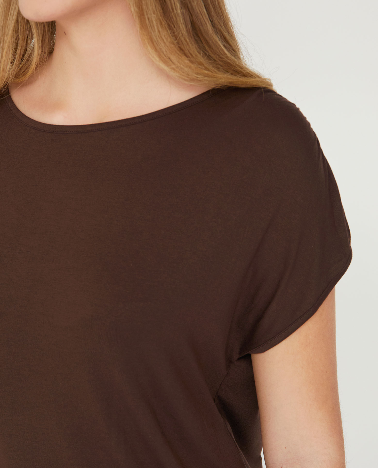 Camiseta de mujer hombro fruncido - October - Marrón Marrón-3