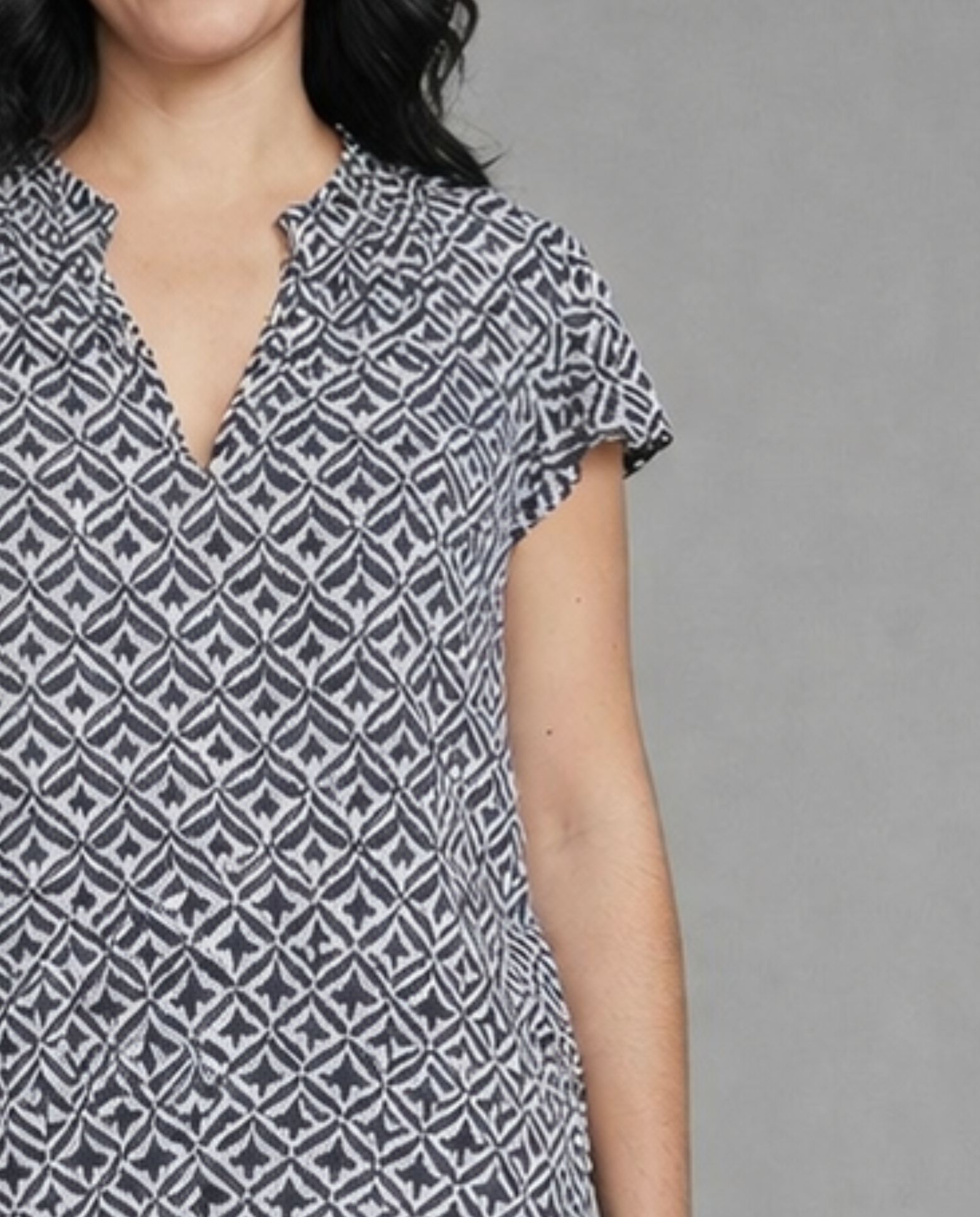 Blusa de mujer basica estampada manga corta - October - Blanco Blanco-3