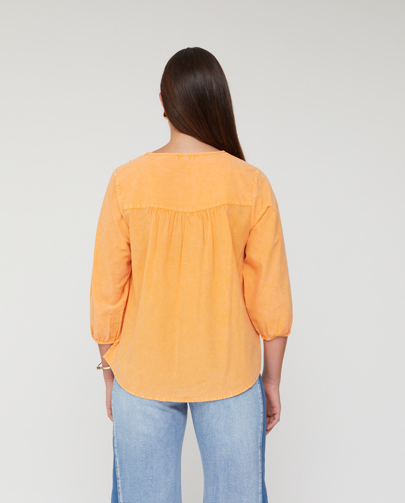 Blusa de mujer tinte en prenda - October - Naranja fuerte Naranja fuerte-2