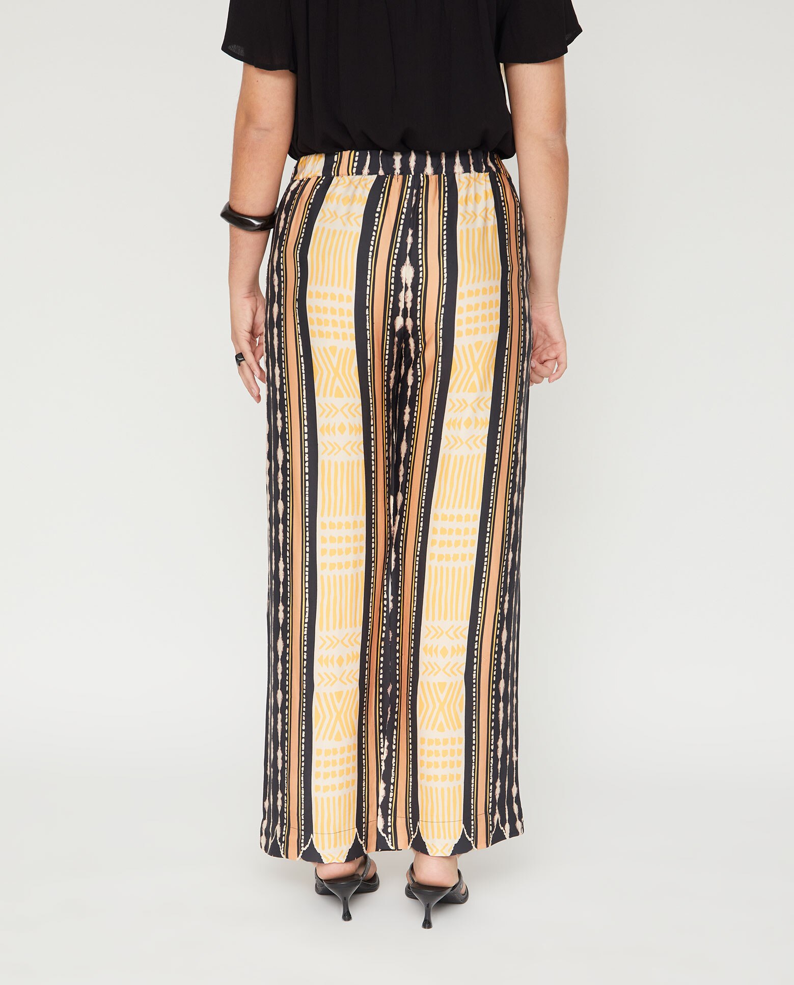 Pantalón estampado elastico en cintura - October - Negro Negro-2