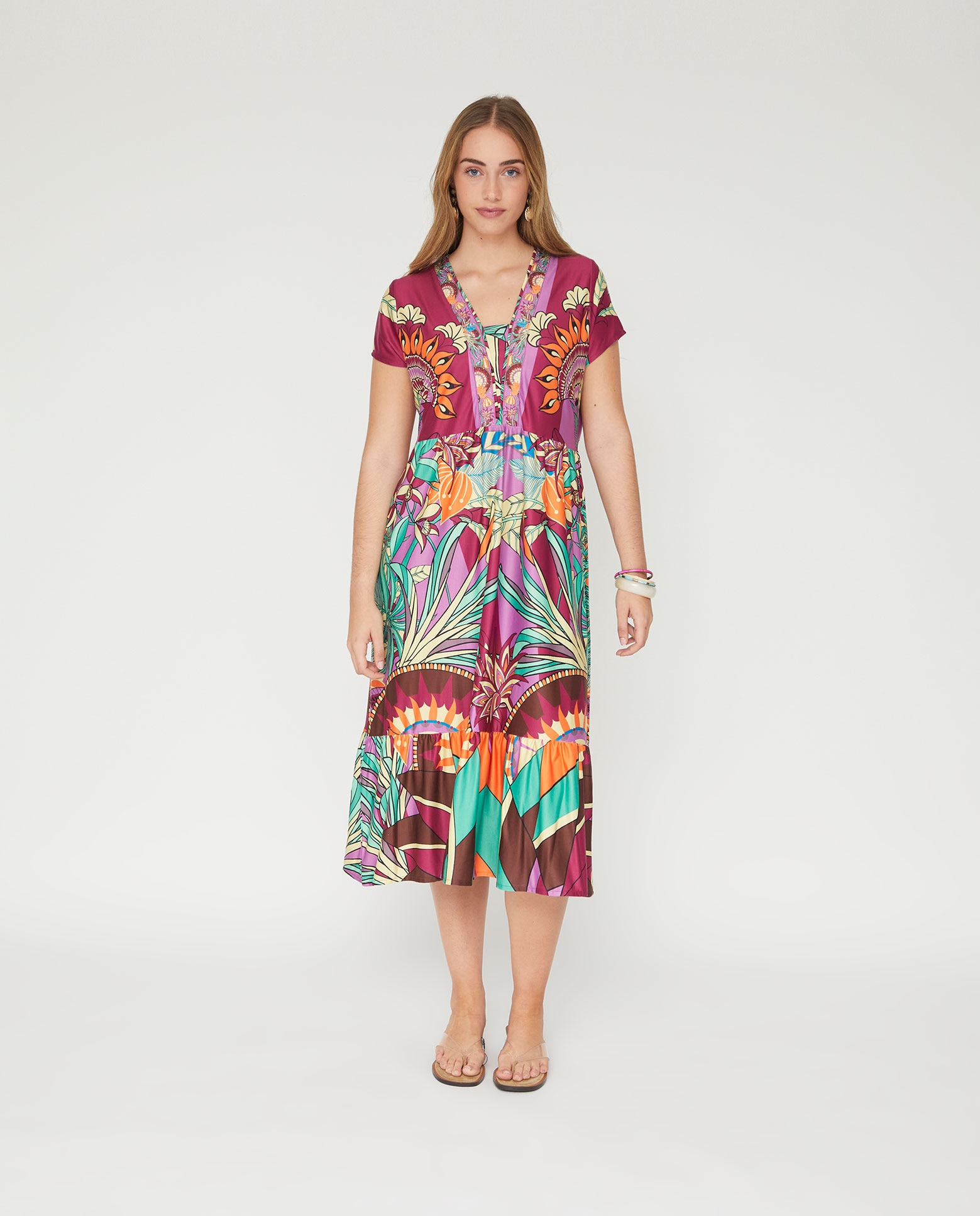 October - Vestido estampado con strass.