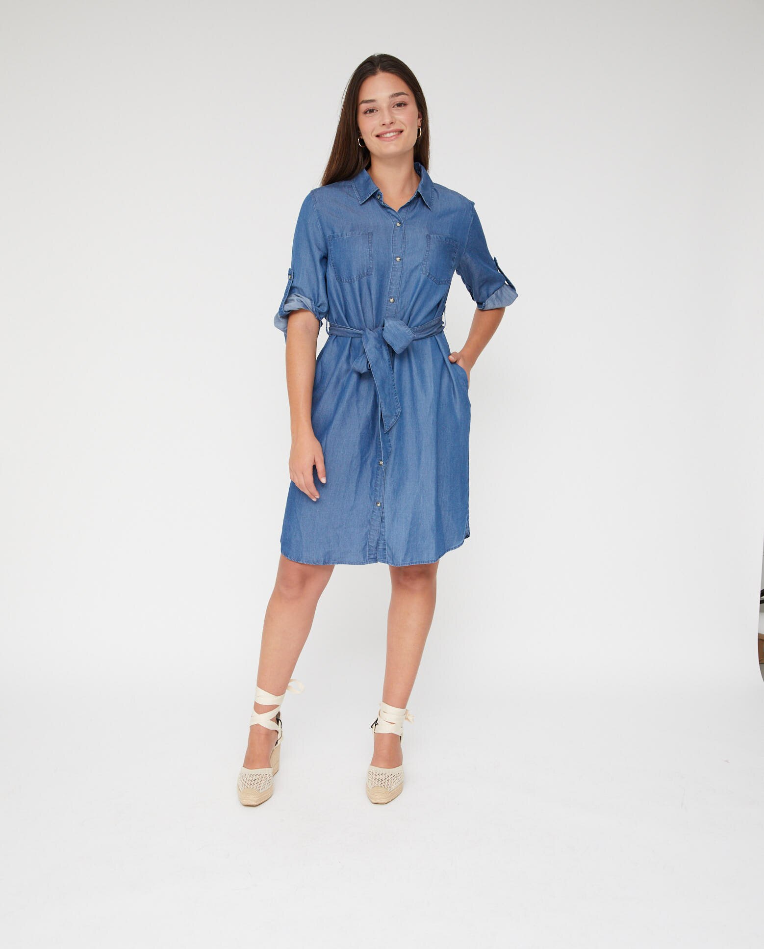 Vestido largo vaquero - October - Azul denim Azul denim-4