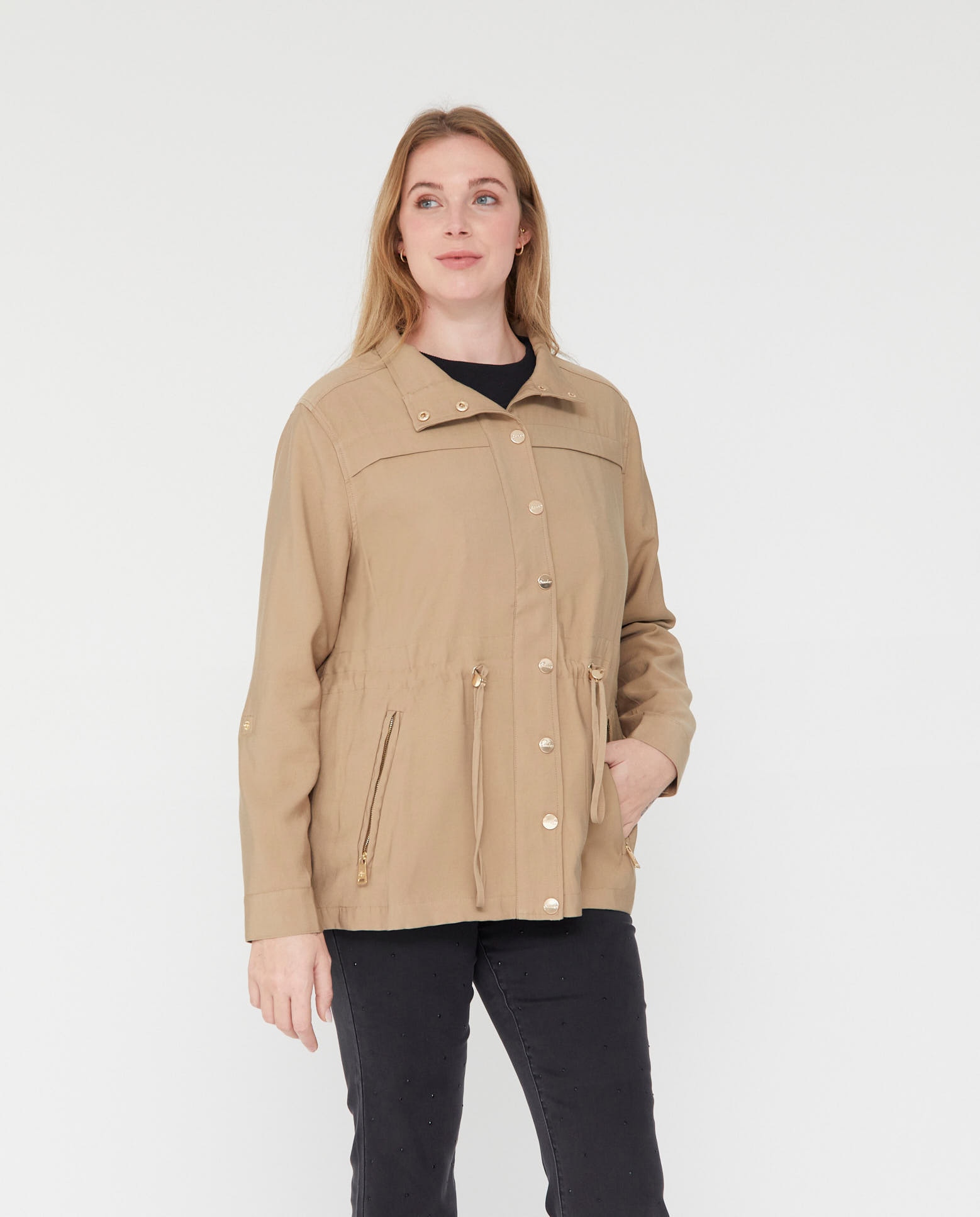 Chaqueta de tencel con cintura ajustable - October - Camel Camel-1