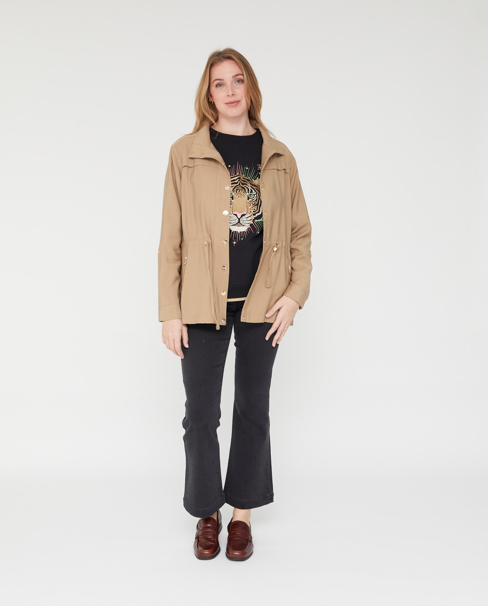 Chaqueta de tencel con cintura ajustable - October - Camel Camel-5