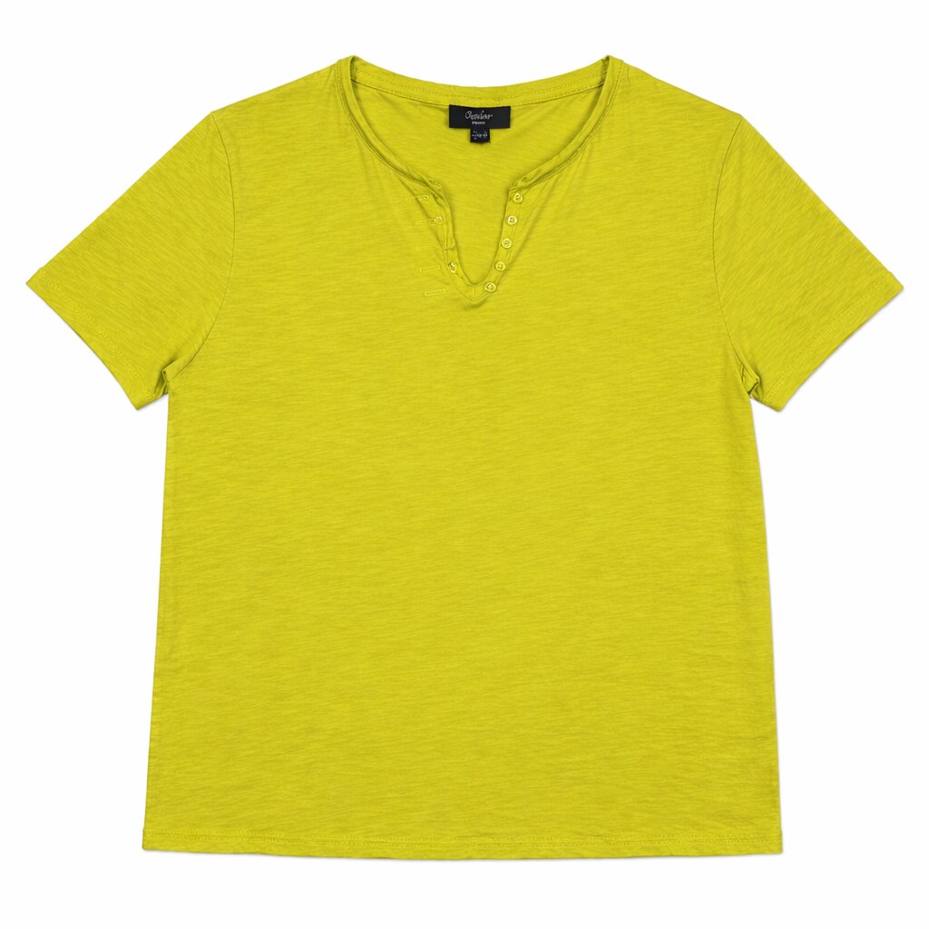 Camiseta de mujer de mujer basica cuello redondo abertura fontal - October - Verde Verde-5