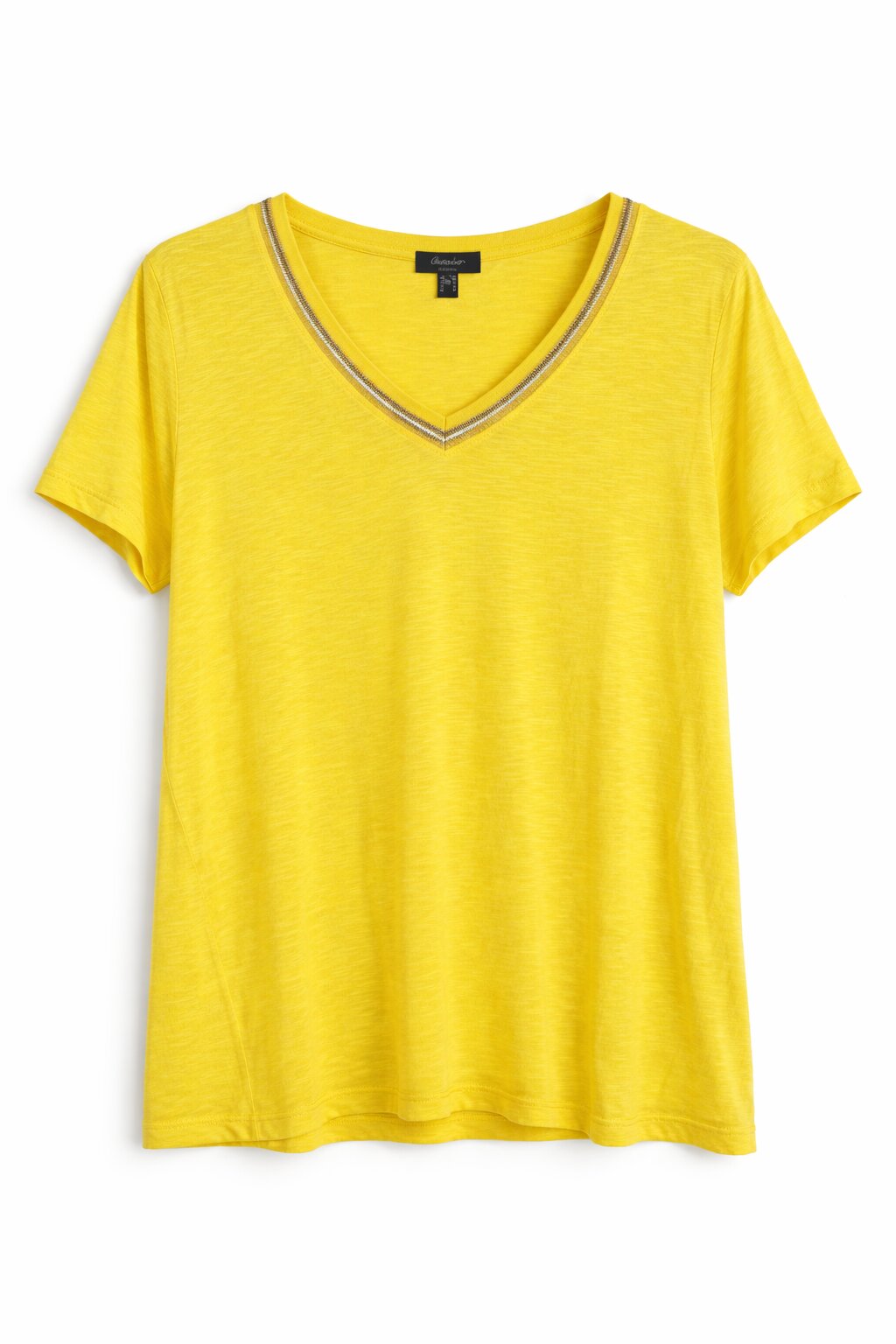 Camiseta de mujer de mujer basica detalle en escote - October - Amarillo Amarillo-5