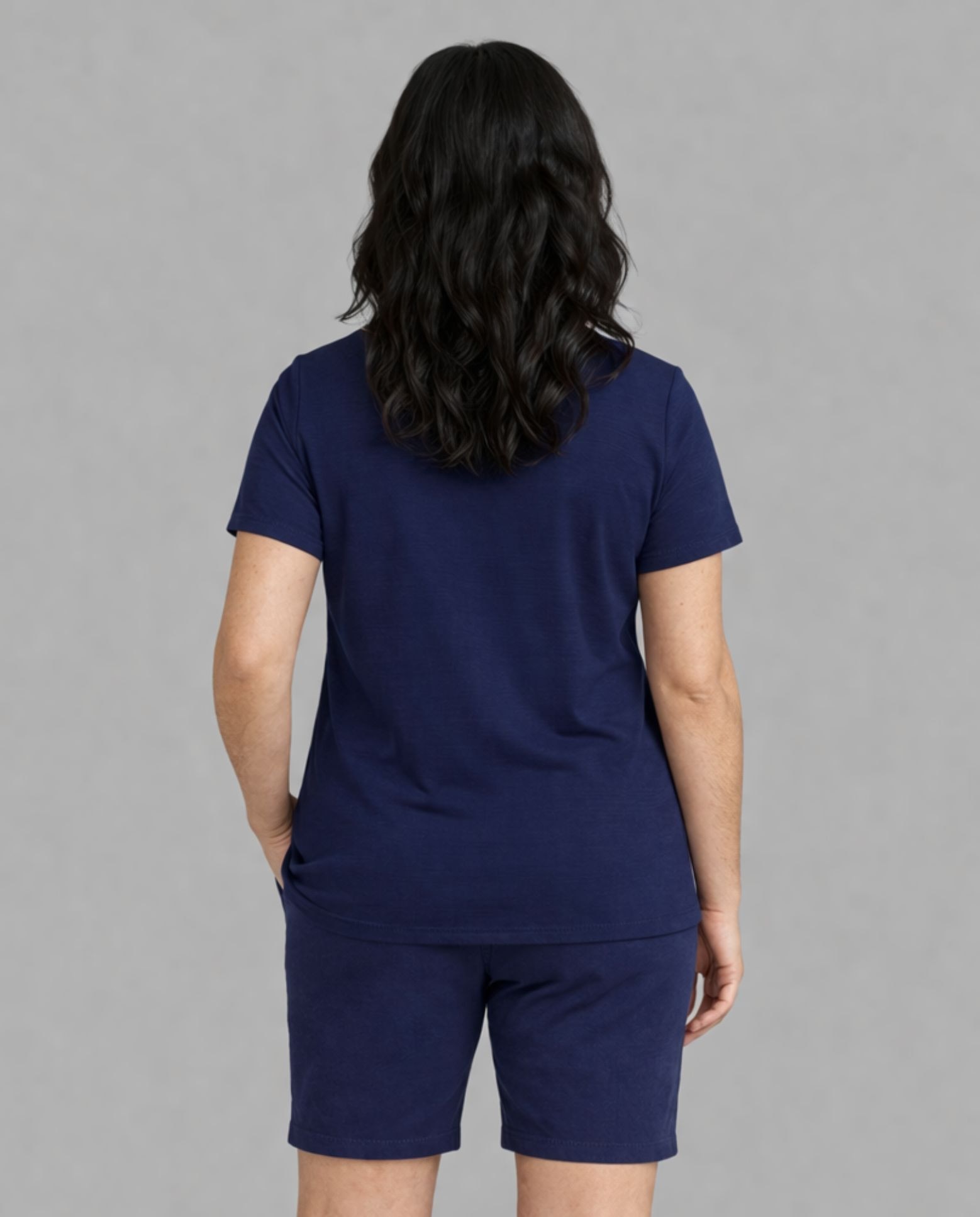 Camiseta de mujer de mujer basica detalle en escote - October - Azul Azul-2