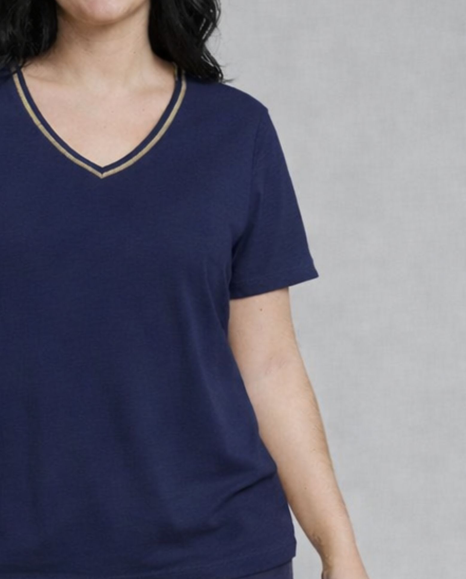 Camiseta de mujer de mujer basica detalle en escote - October - Azul Azul-3