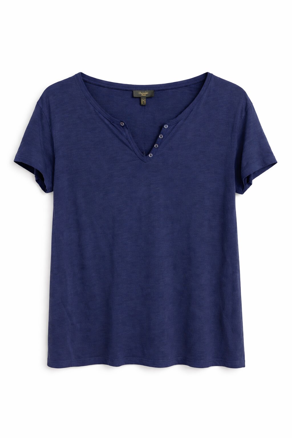 Camiseta de mujer de mujer basica detalle en escote - October - Azul Azul-5