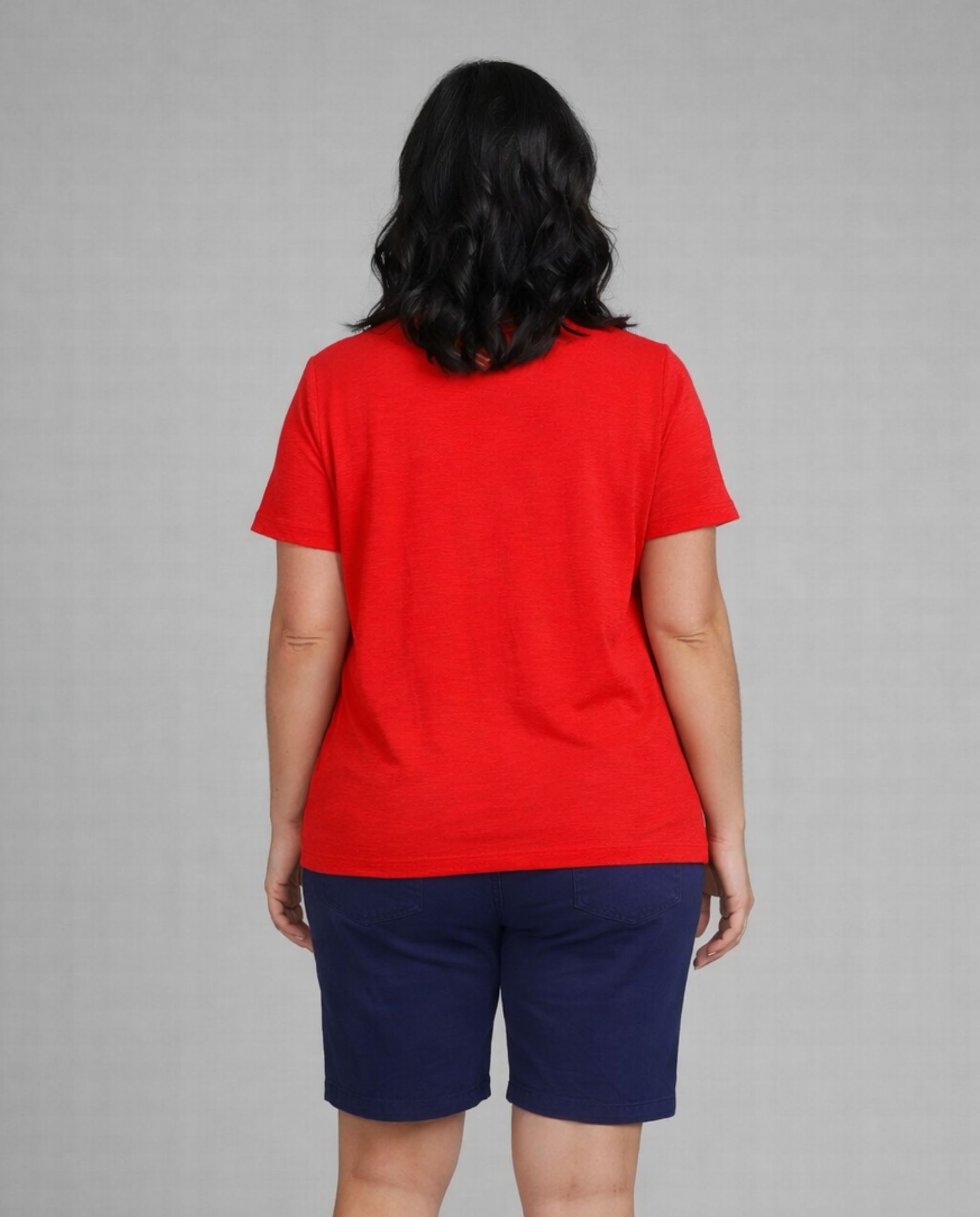 Camiseta de mujer de mujer basica detalle en escote - October - Rojo Rojo-2