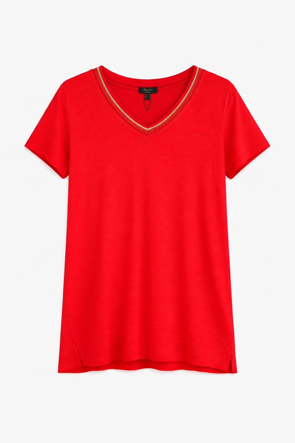 Camiseta de mujer de mujer basica detalle en escote - October - Rojo Rojo-5
