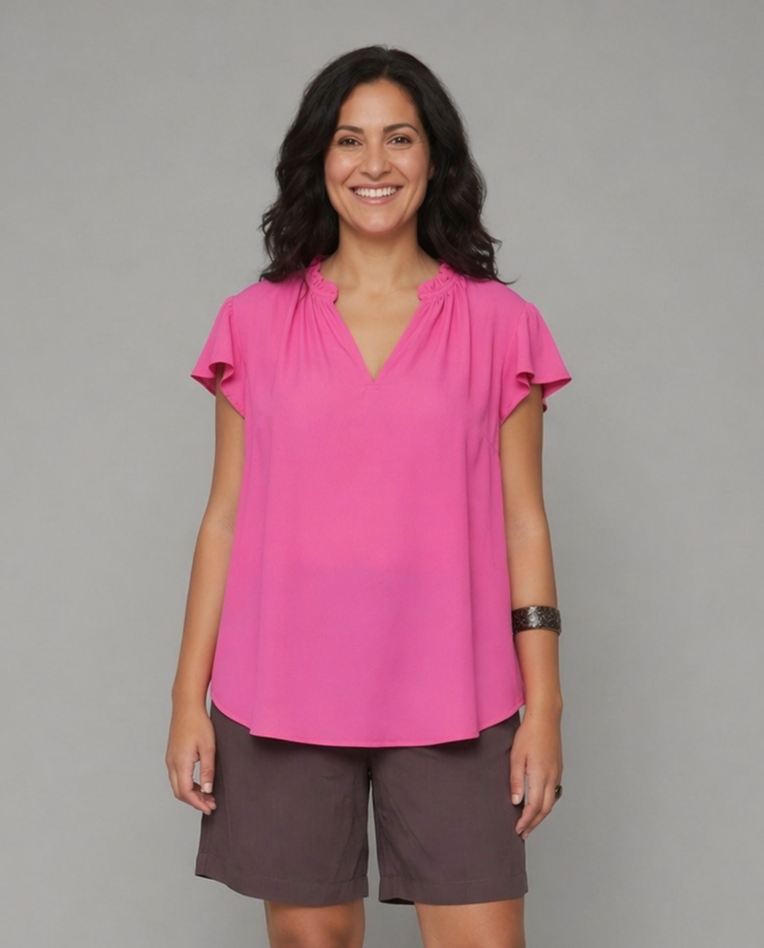 Blusa basica manga corta - October - Fucsia Fucsia-1