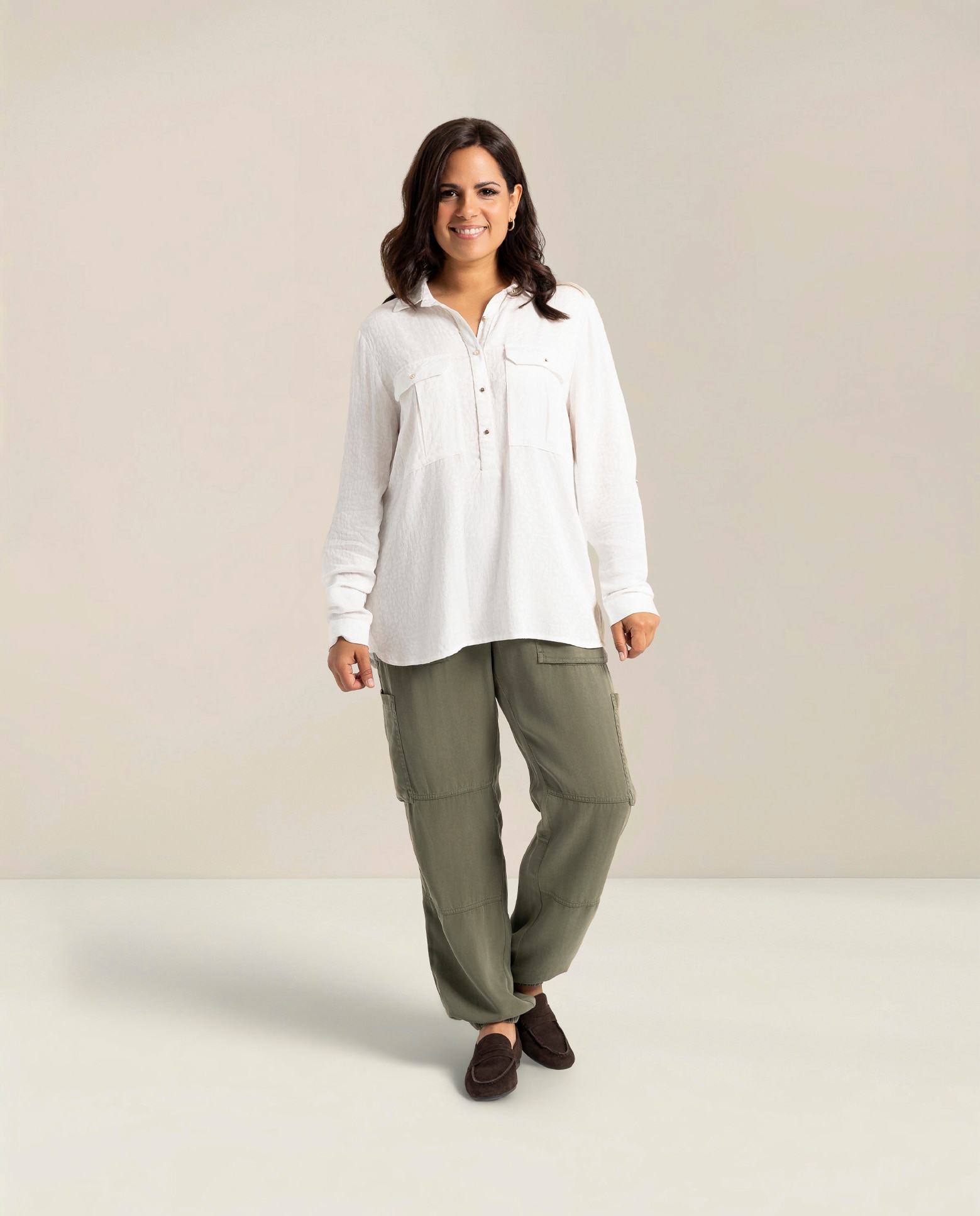 Blusa blanca con bolsillos delanteros - October - Blanco Blanco-4