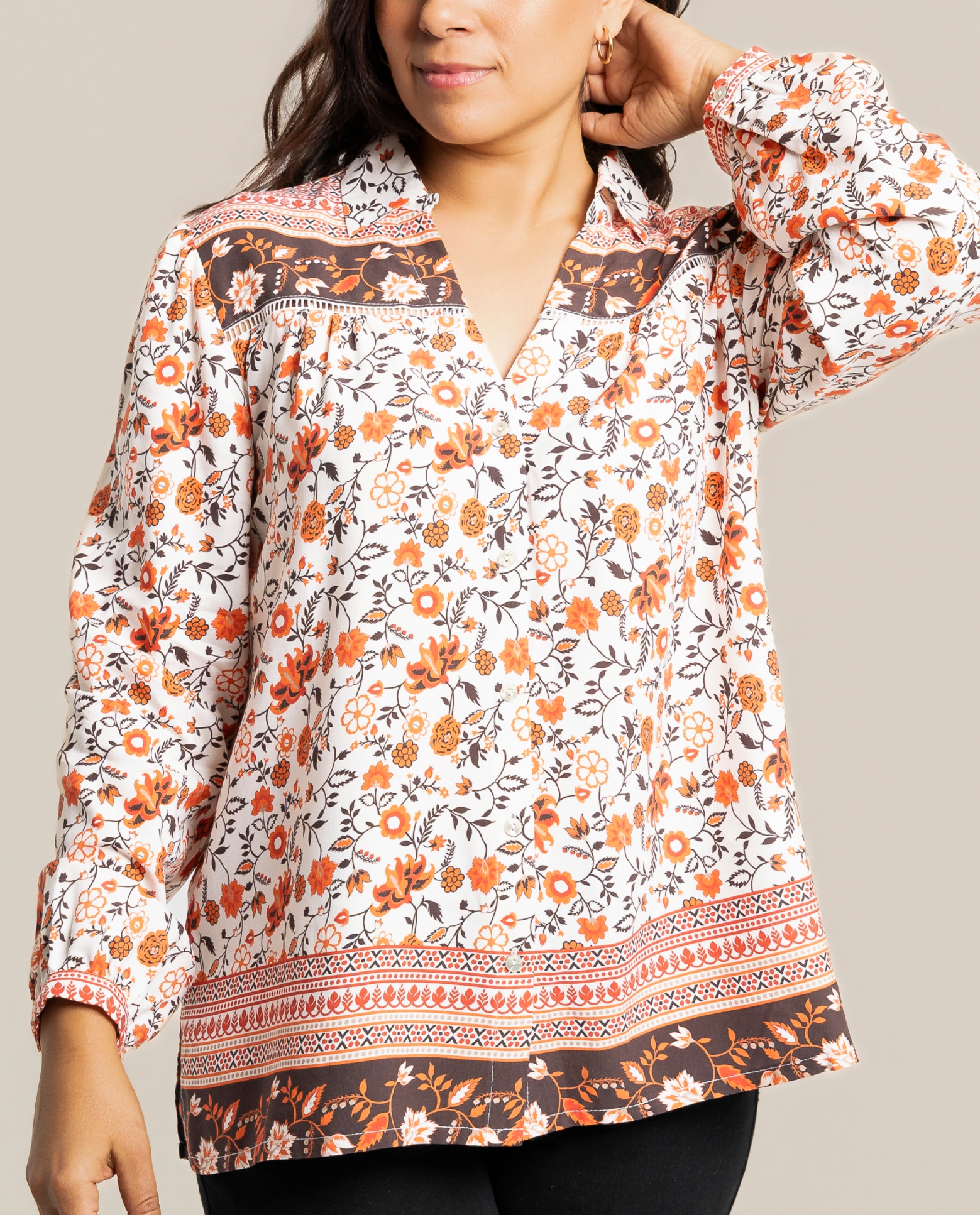 Blusa estampada con detalles en contraste - October - Multicolor Multicolor-3