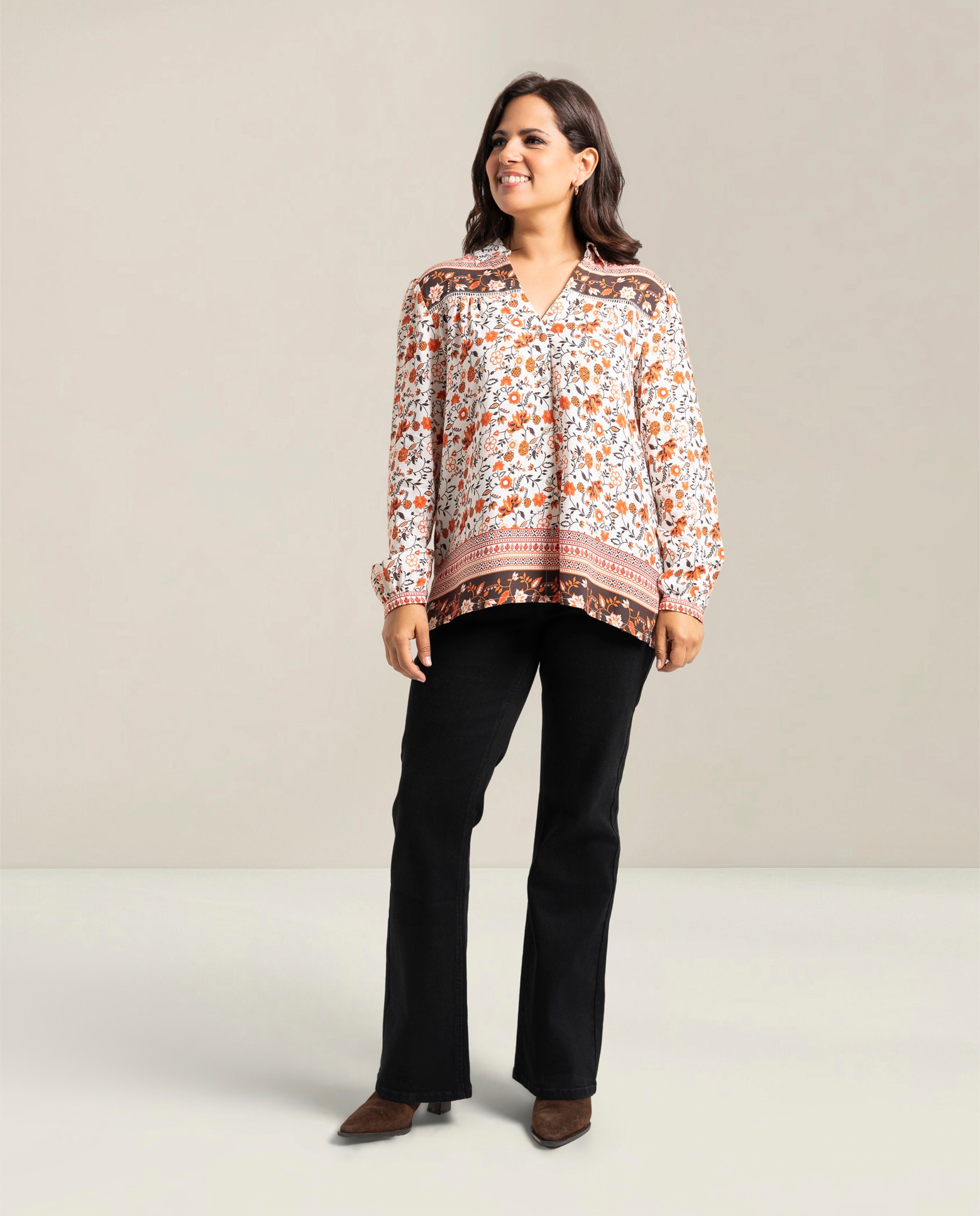 Blusa estampada con detalles en contraste - October - Multicolor Multicolor-4