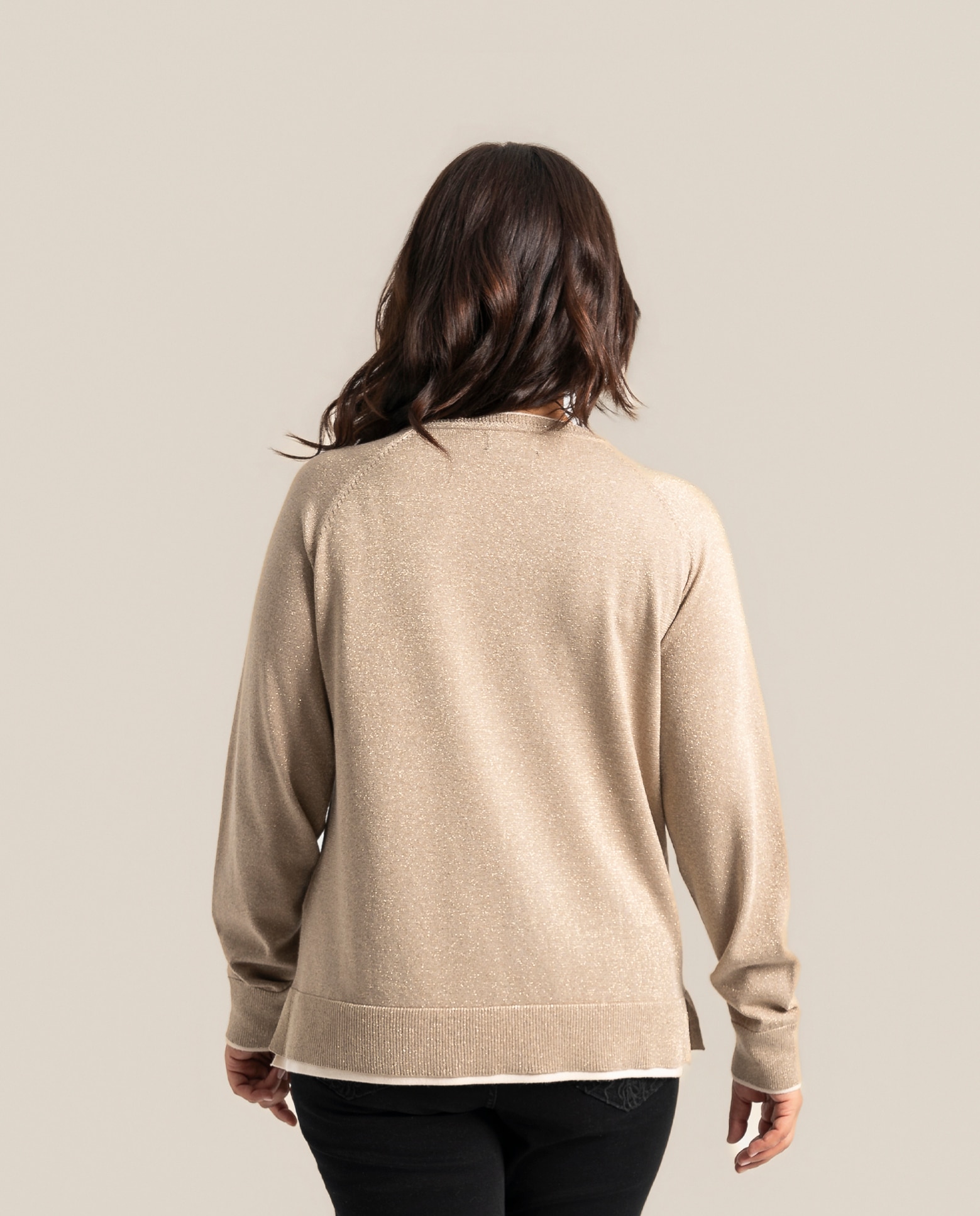 Jersey cuello redondo manga larga con fibras metalicas - October - Camel Camel-2