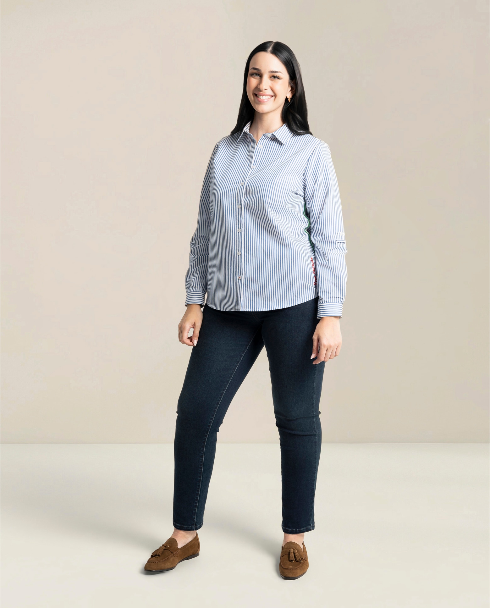 Camisa de rayas con cinta en lateral - October - Azul claro Azul claro-4