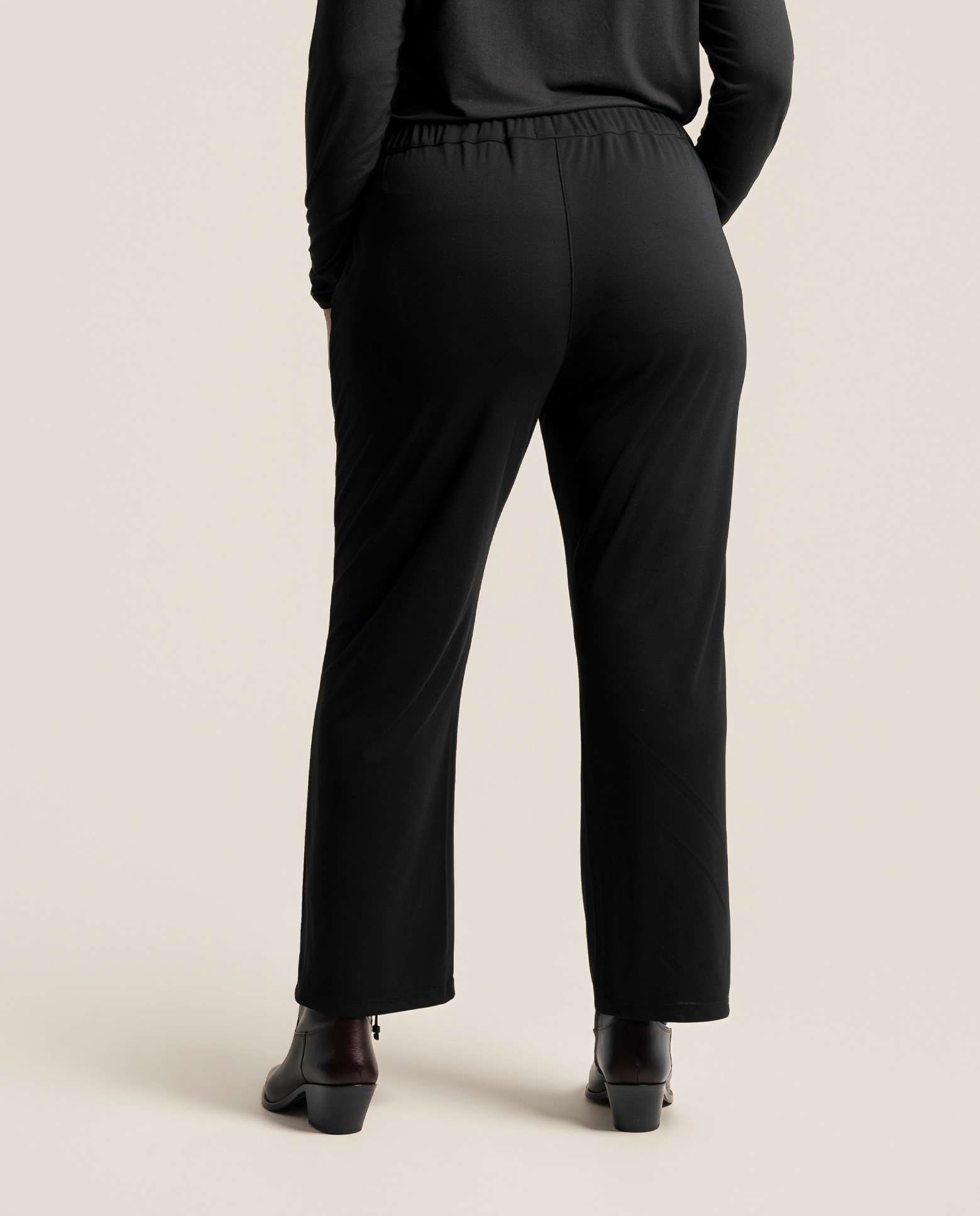 Pantalon ancho con cintura elastica - October - Negro Negro-2