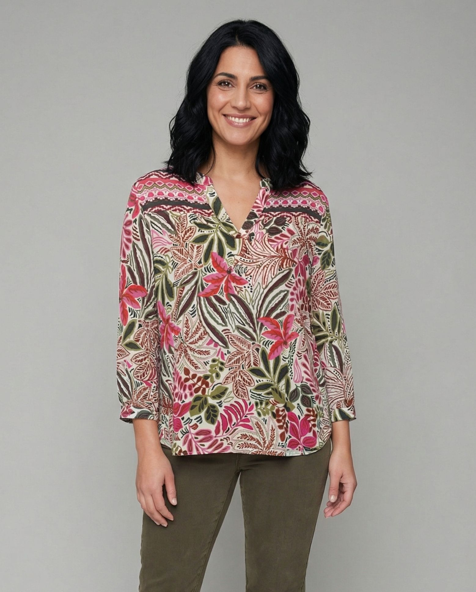 Blusa de mujer print tropical - October - Multicolor Multicolor-1