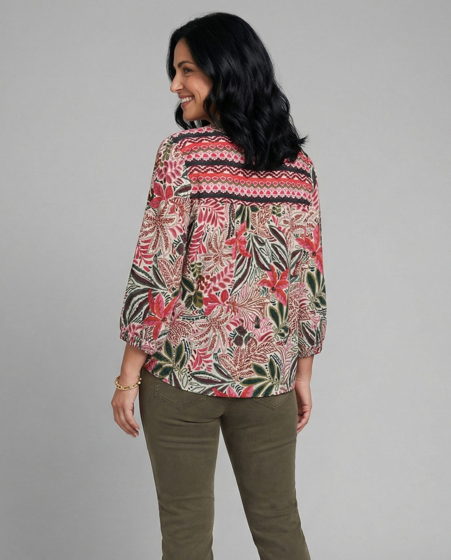 Blusa de mujer print tropical - October - Multicolor Multicolor-2
