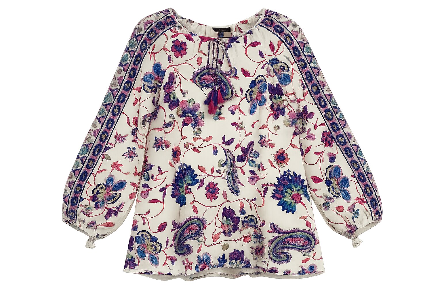 Blusa de mujer estampada cuello redondo y cordon ajustable - October - Multicolor Multicolor-5
