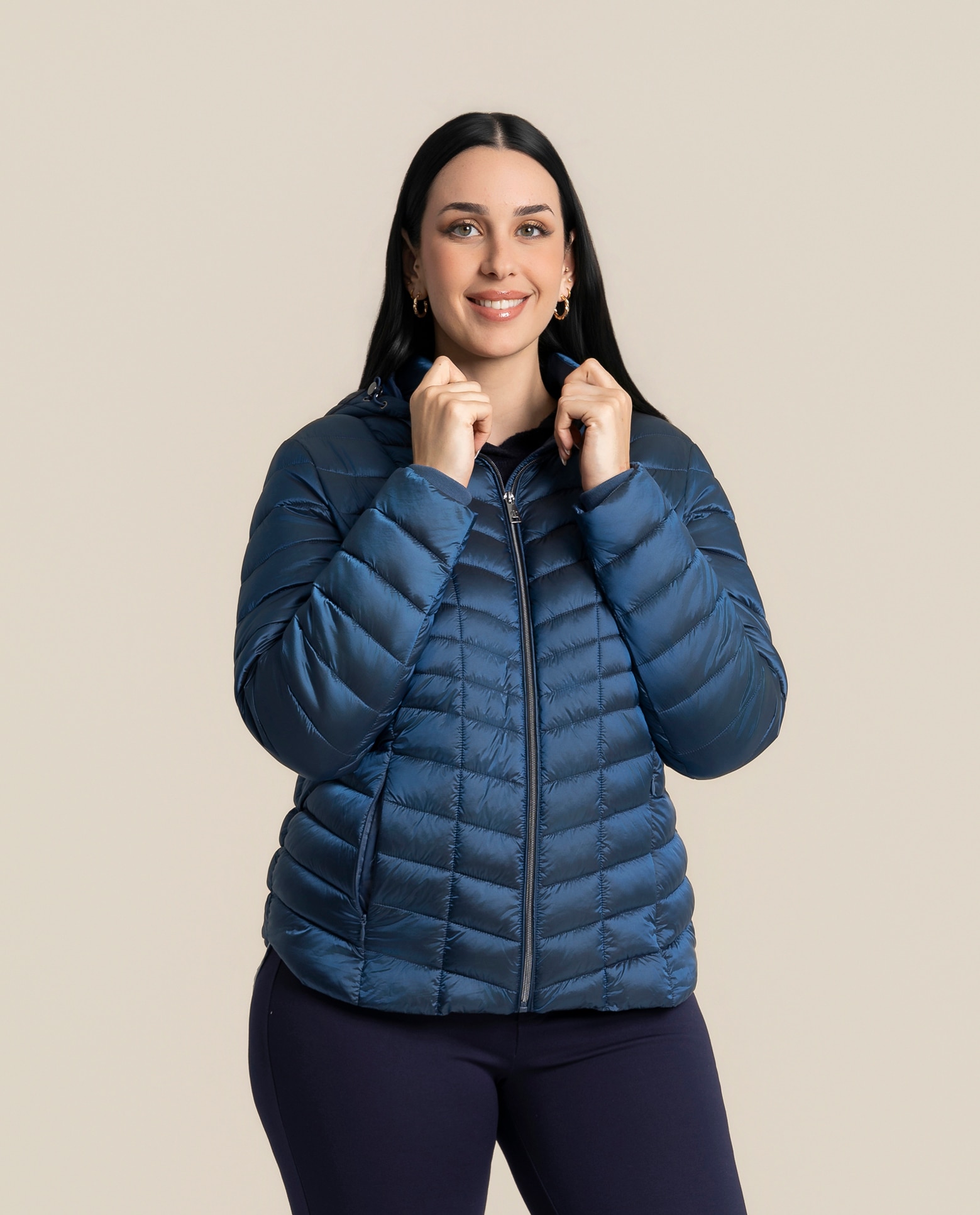 Parka corta con aplicacion en mangas y delantero - October - Azul Azul-1
