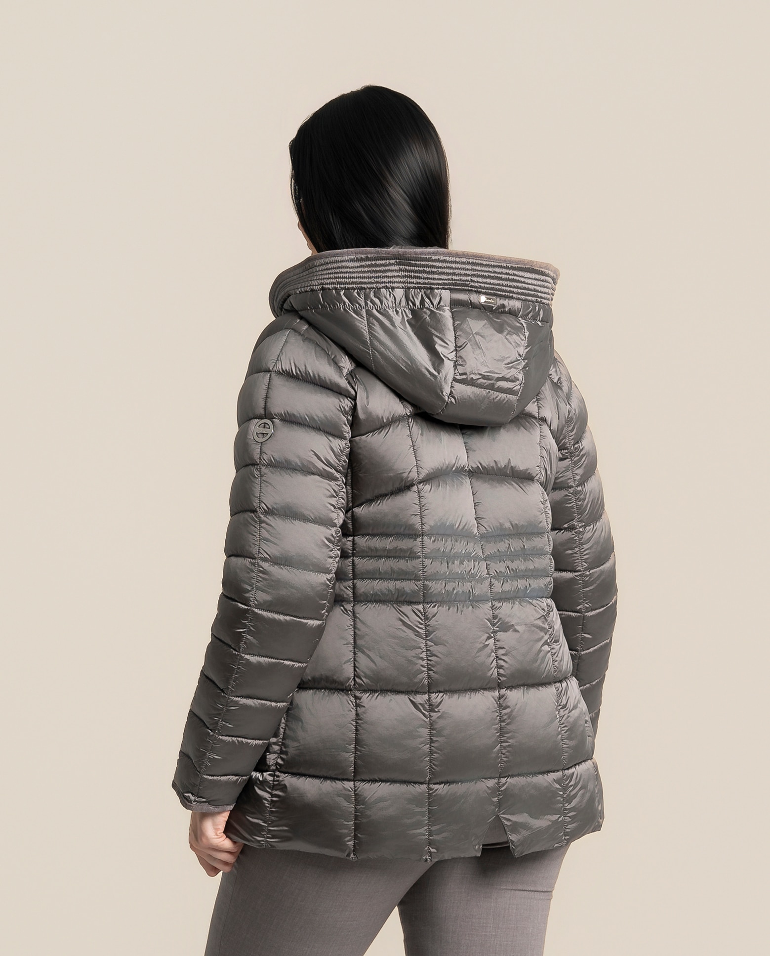 Parka largo medio con capucha - October - Gris ceniza Gris ceniza-2