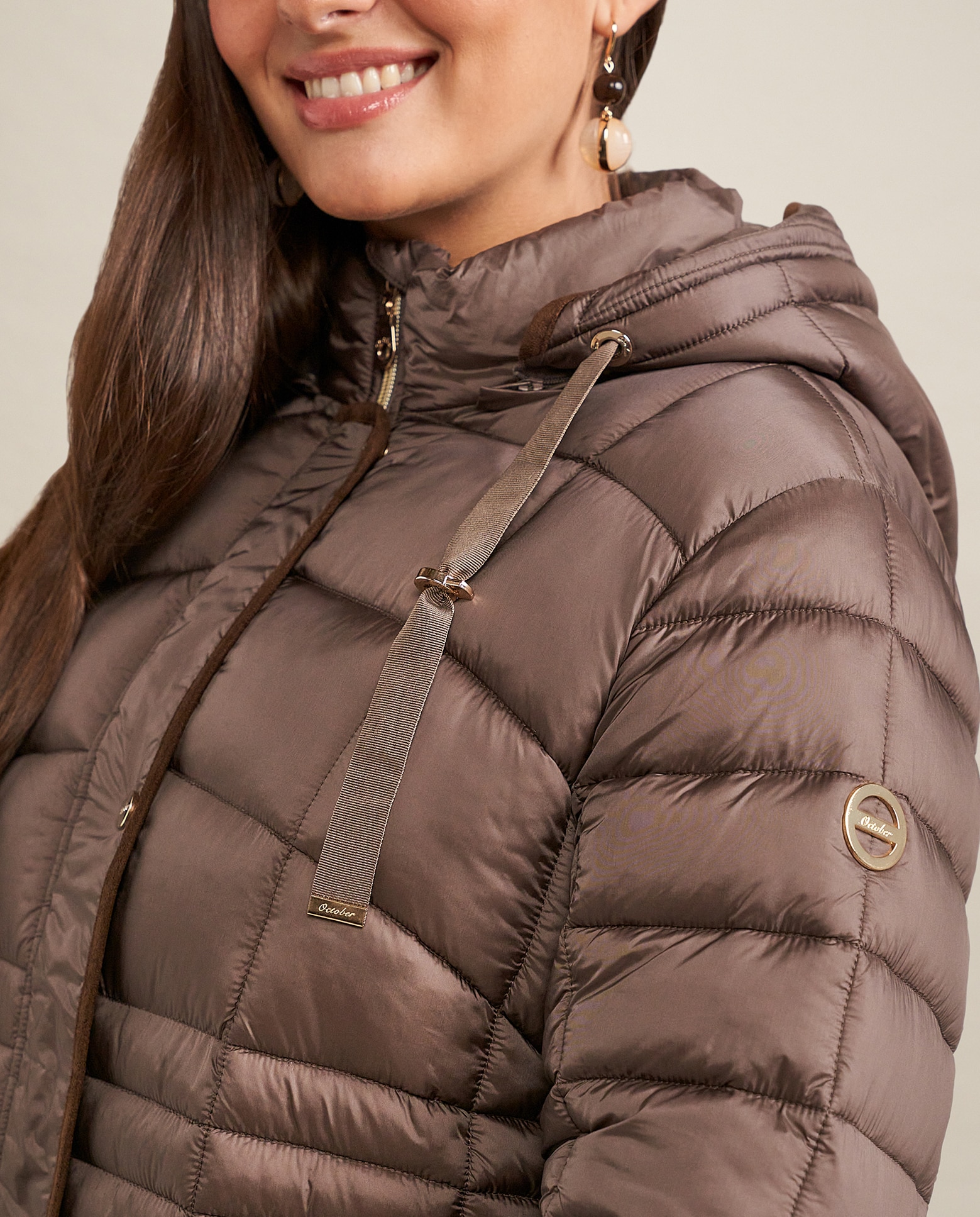 Parka largo medio con capucha - October - Topo Topo-3