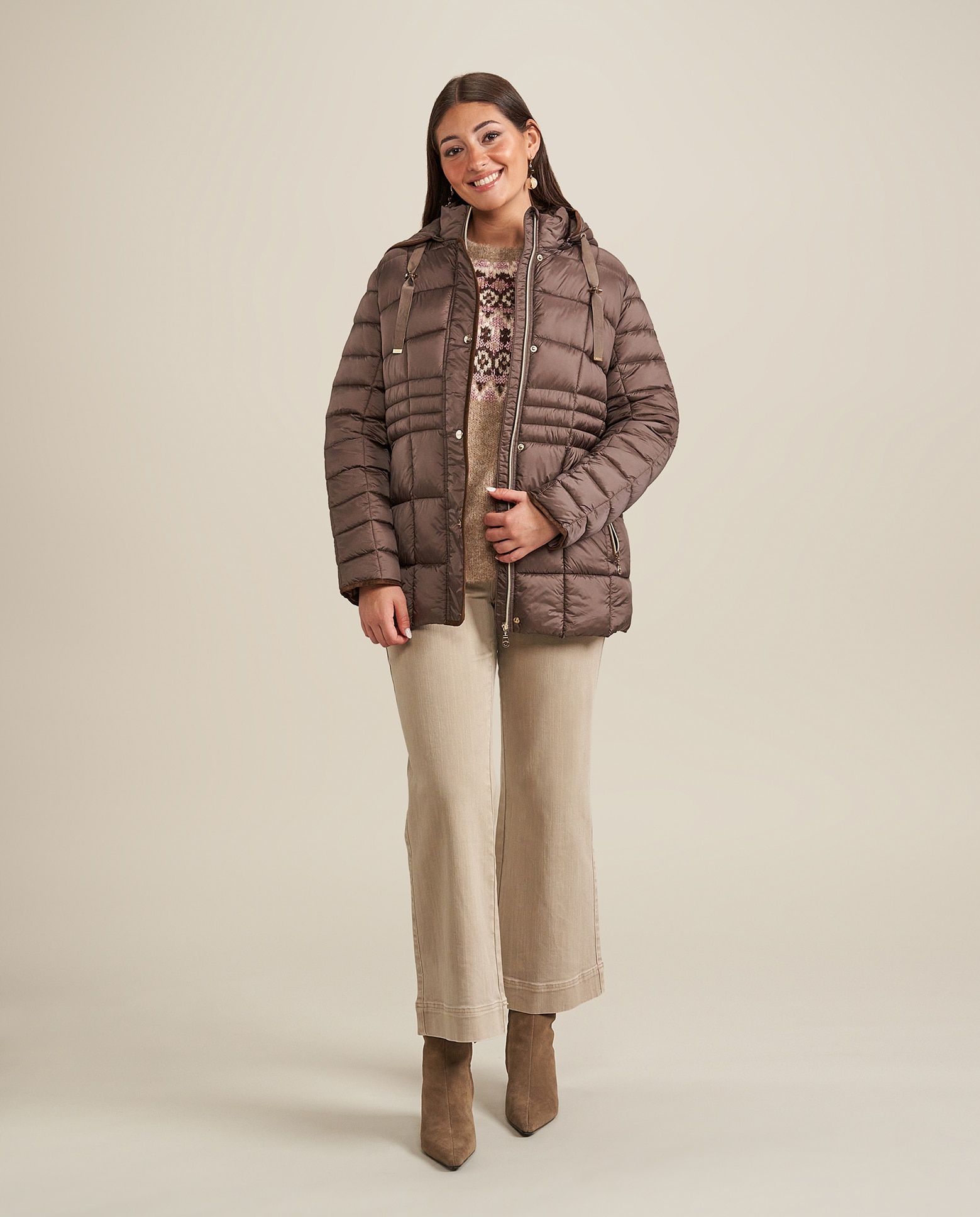 Parka largo medio con capucha - October - Topo Topo-4